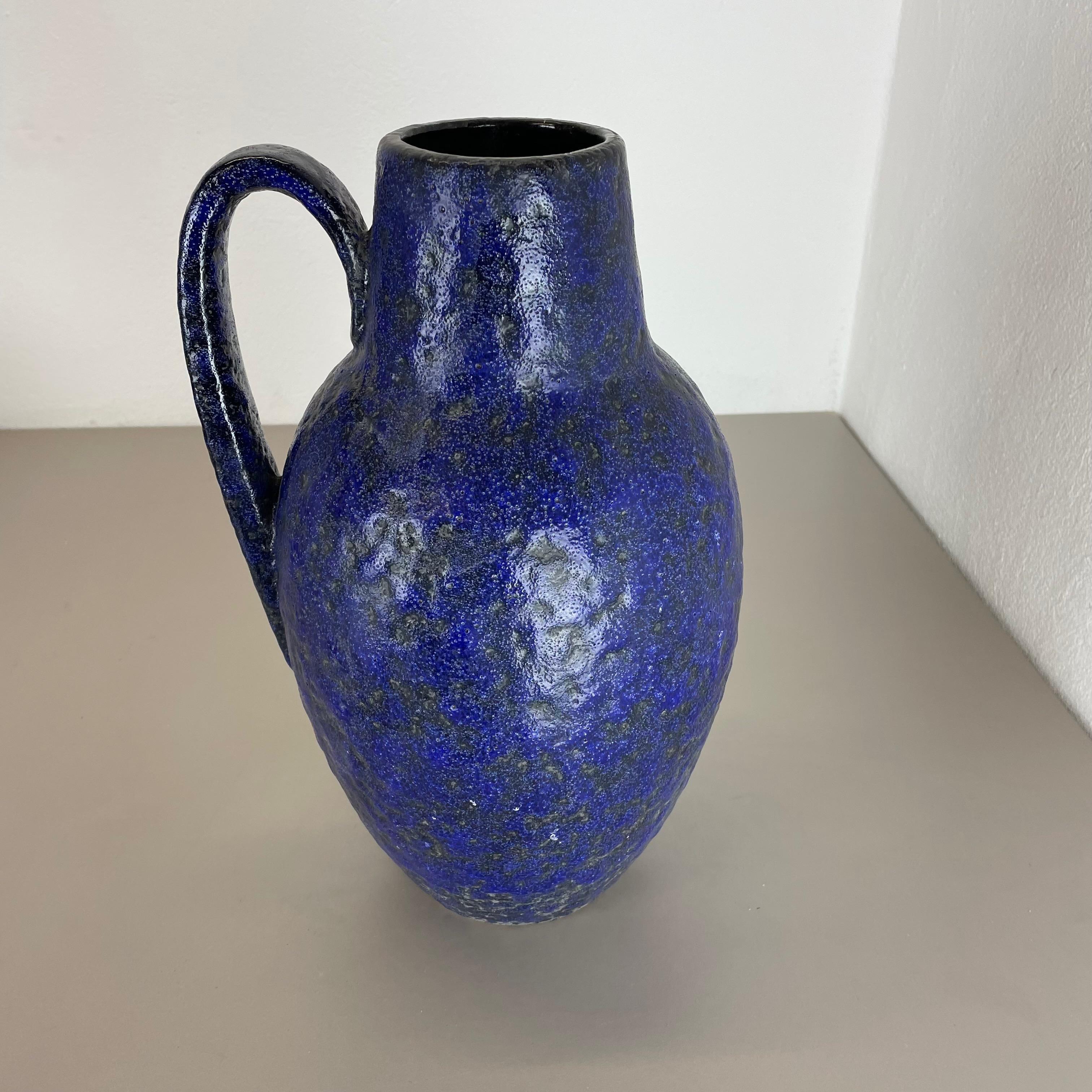 Super Color Crusty Fat Lava Blue Floor Vase Scheurich, Germany WGP, 1970s For Sale 7