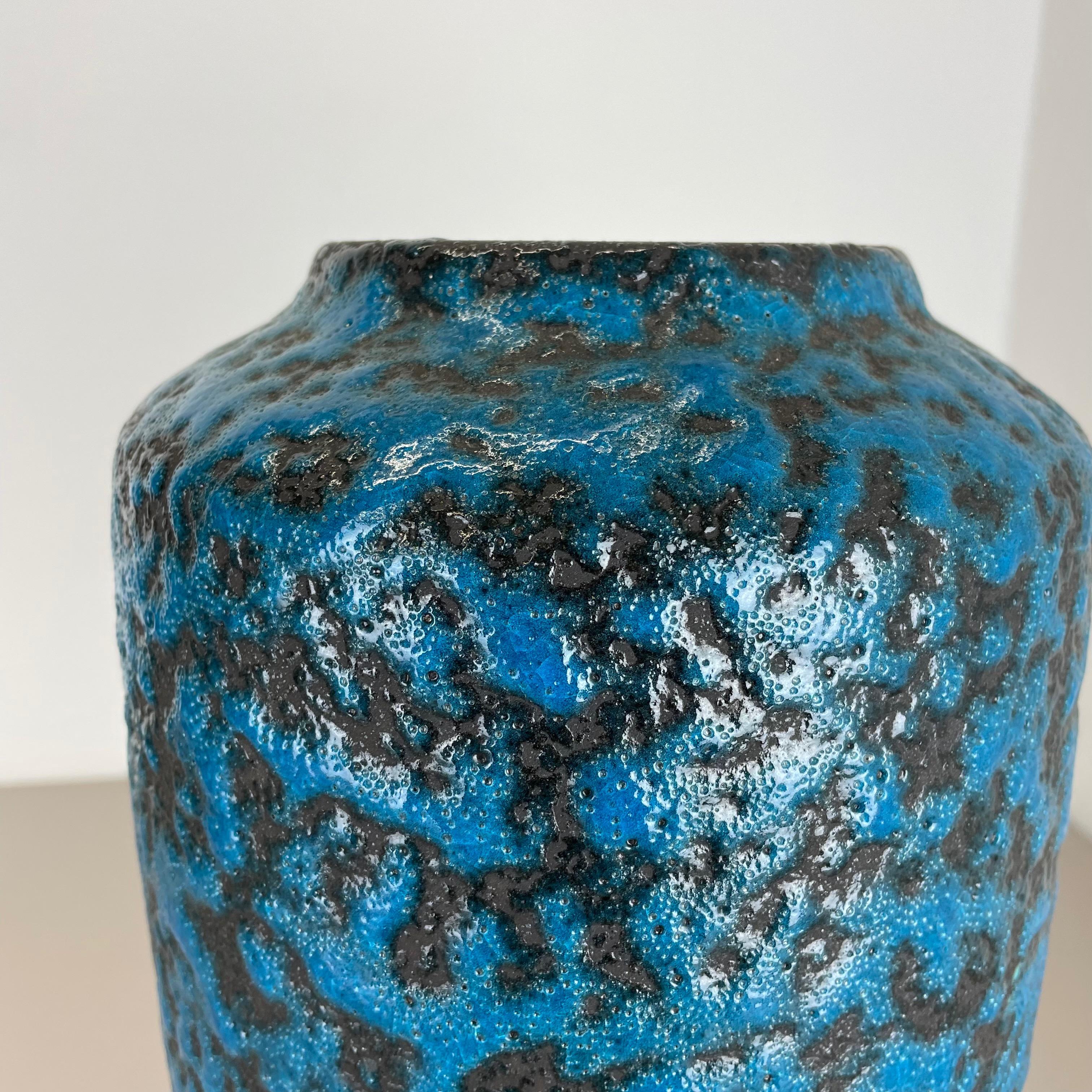 Super Color Crusty Fat Lava Blue 38cm Floor Vase Scheurich, Germany WGP, 1970s For Sale 9
