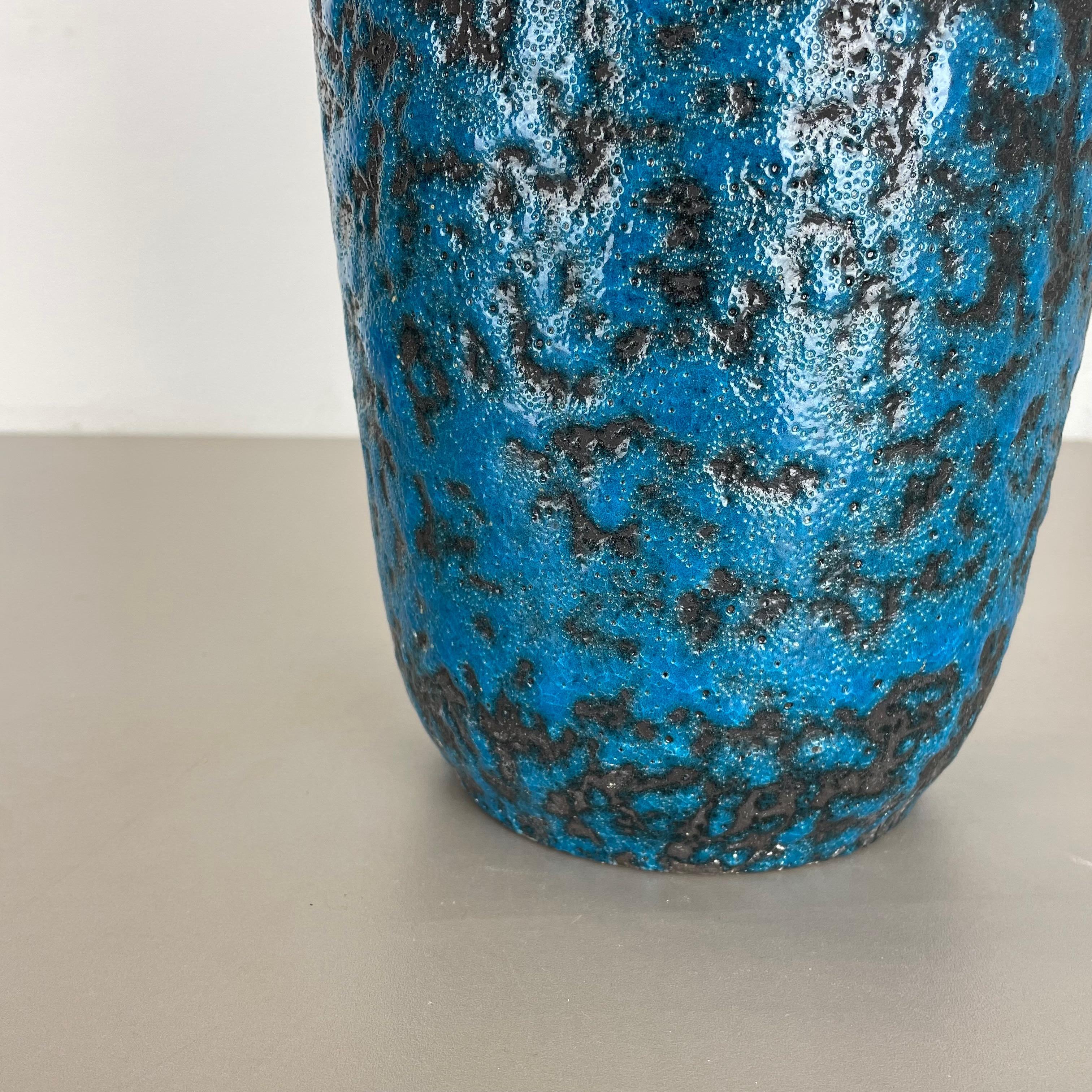 Super Color Crusty Fat Lava Blue 38cm Floor Vase Scheurich, Germany WGP, 1970s For Sale 11