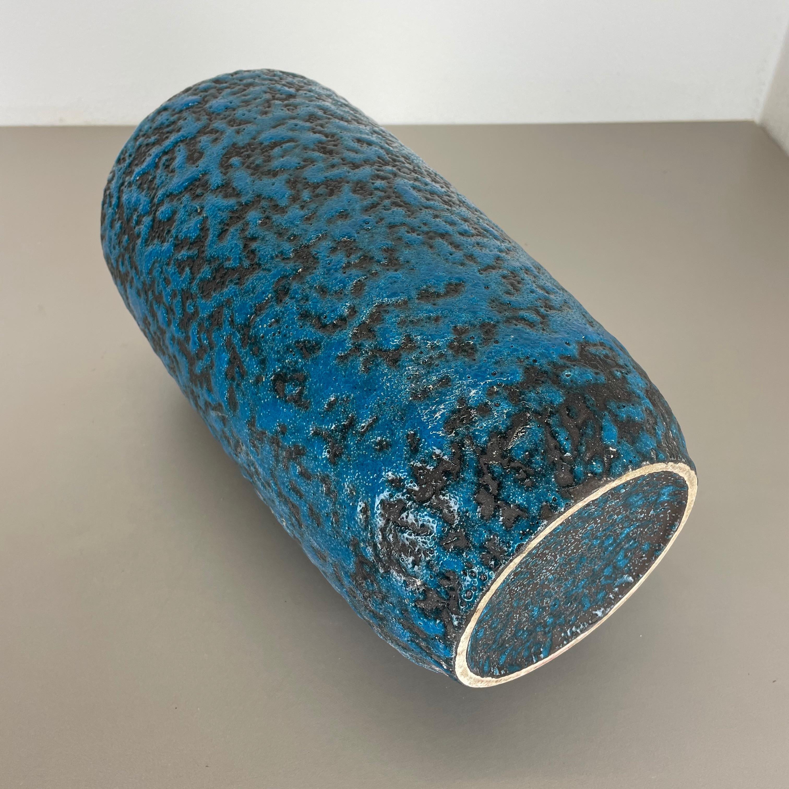 Super Color Crusty Fat Lava Blue 38cm Floor Vase Scheurich, Germany WGP, 1970s For Sale 12