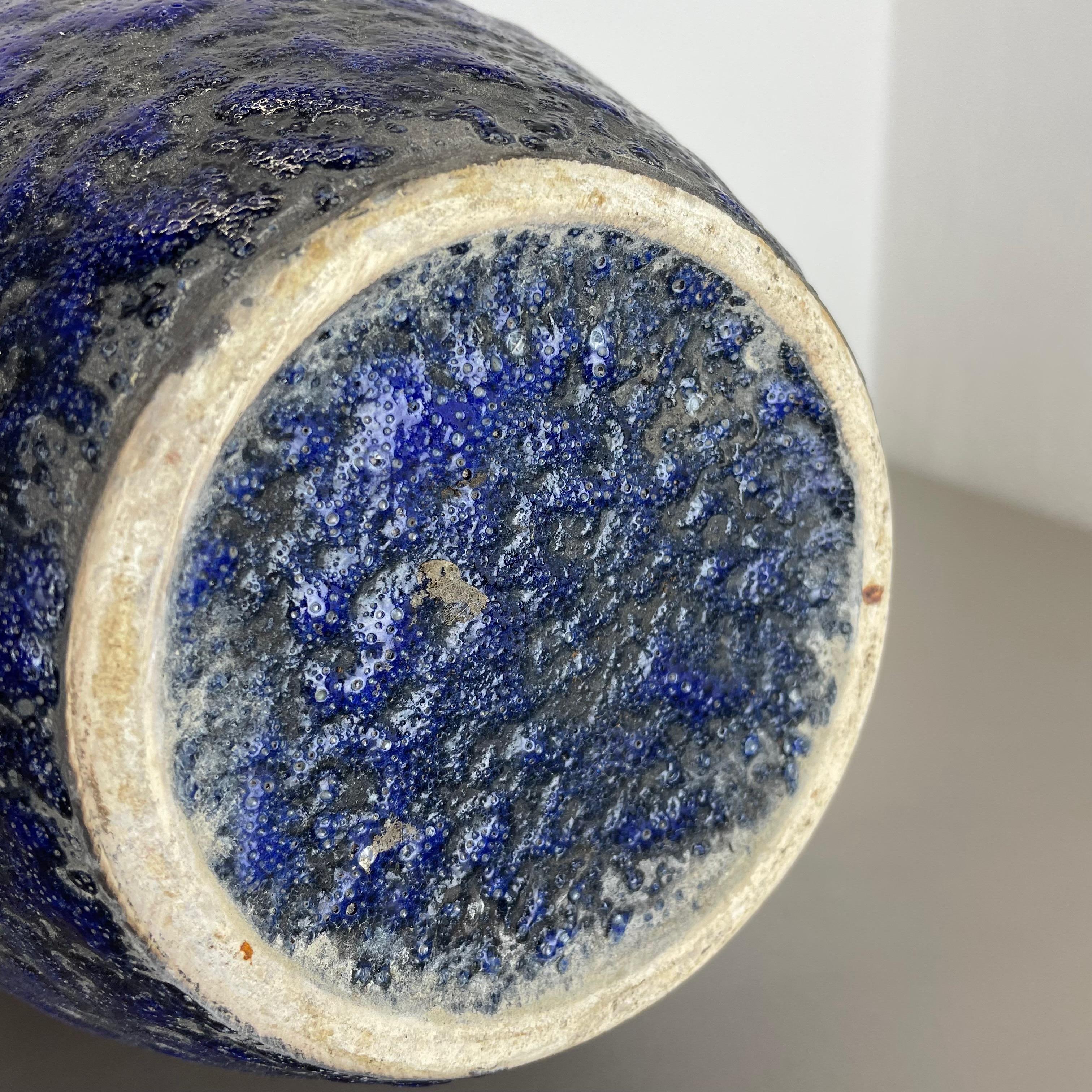 Super Color Crusty Fat Lava Blue Floor Vase Scheurich, Allemagne WGP, années 1970 en vente 12