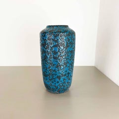 Super Color Crusty Fat Lava Blue 38cm Floor Vase Scheurich, Germany WGP, 1970s