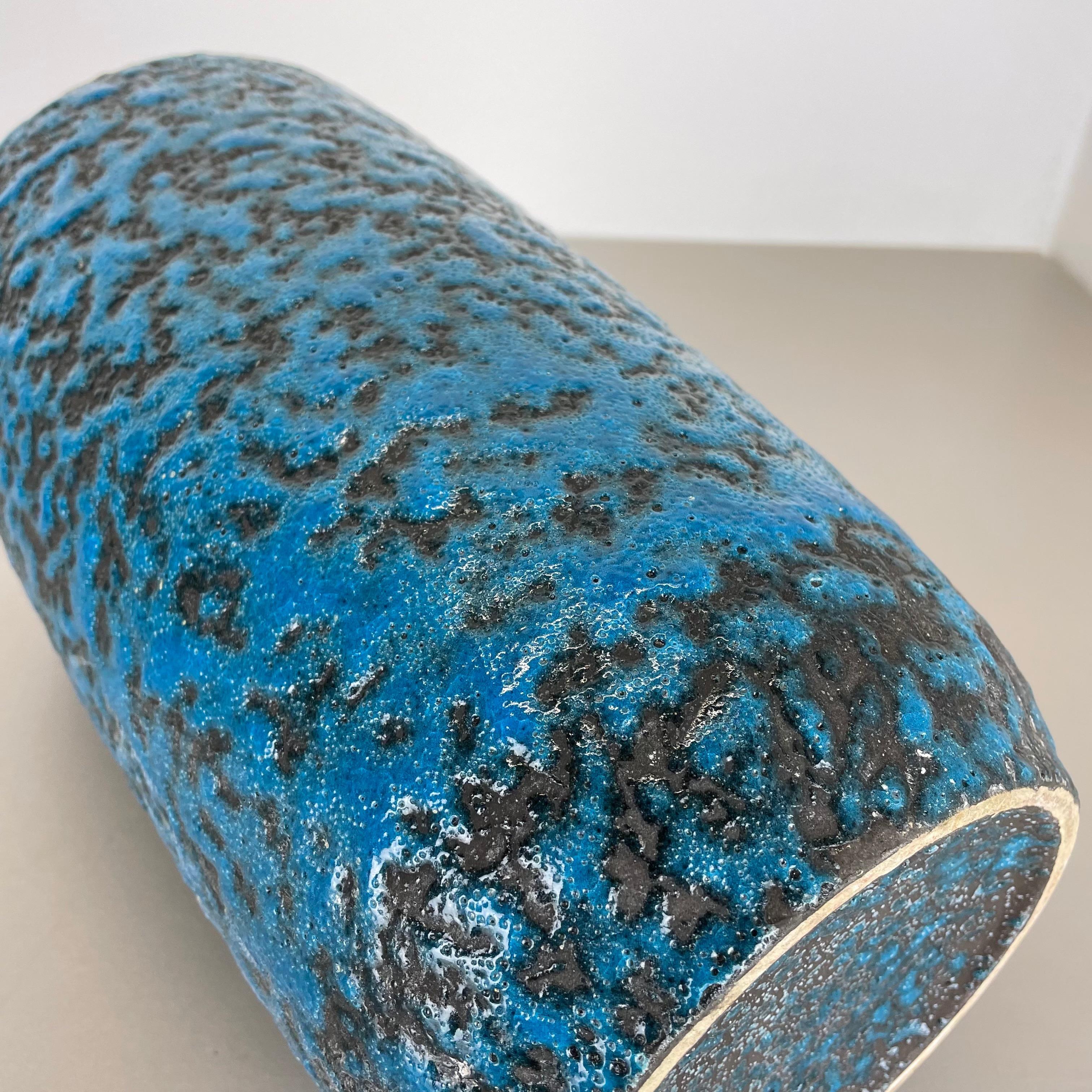 Super Color Crusty Fat Lava Blue 38cm Floor Vase Scheurich, Germany WGP, 1970s For Sale 14