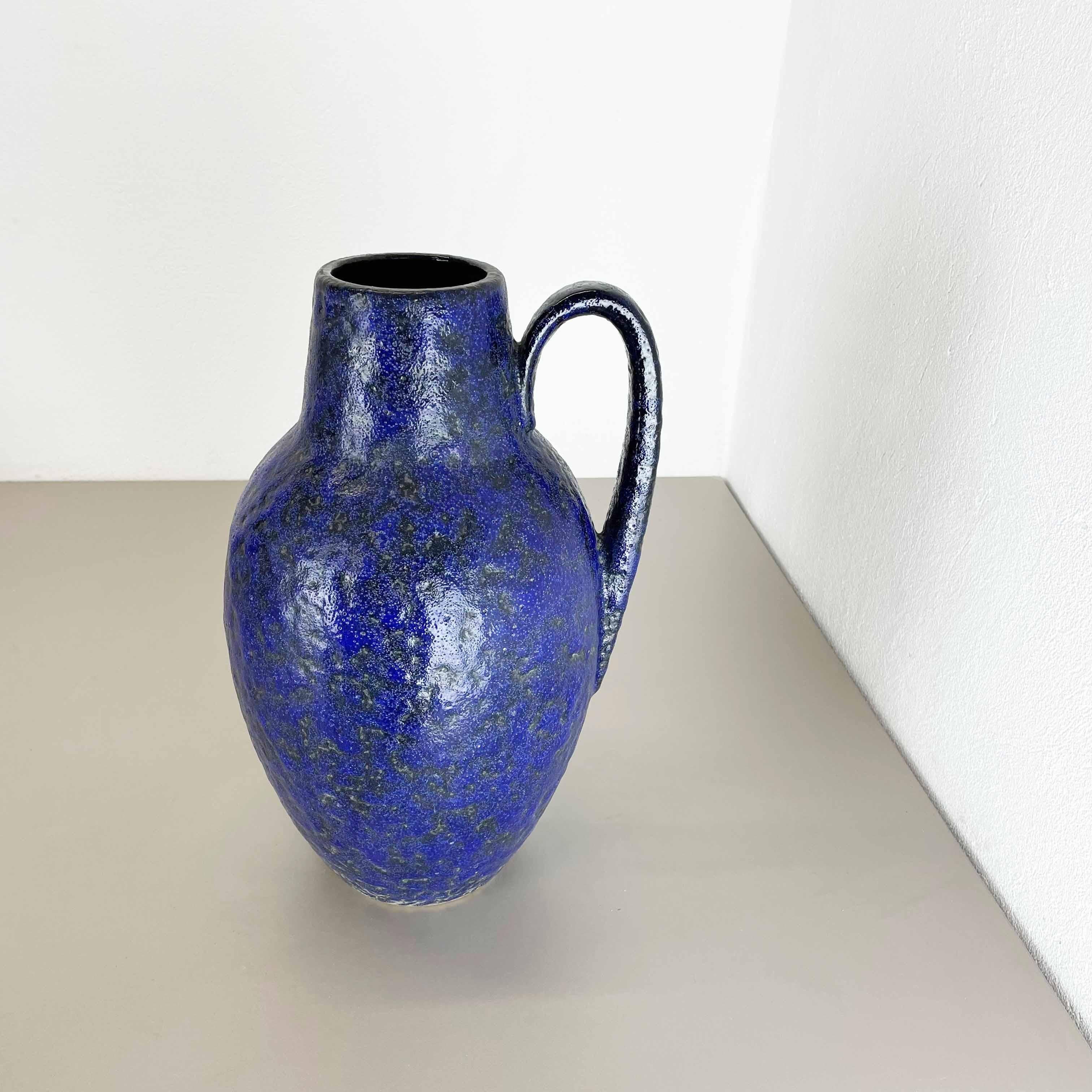 Mid-Century Modern Super Color Crusty Fat Lava Blue Floor Vase Scheurich, Allemagne WGP, années 1970 en vente