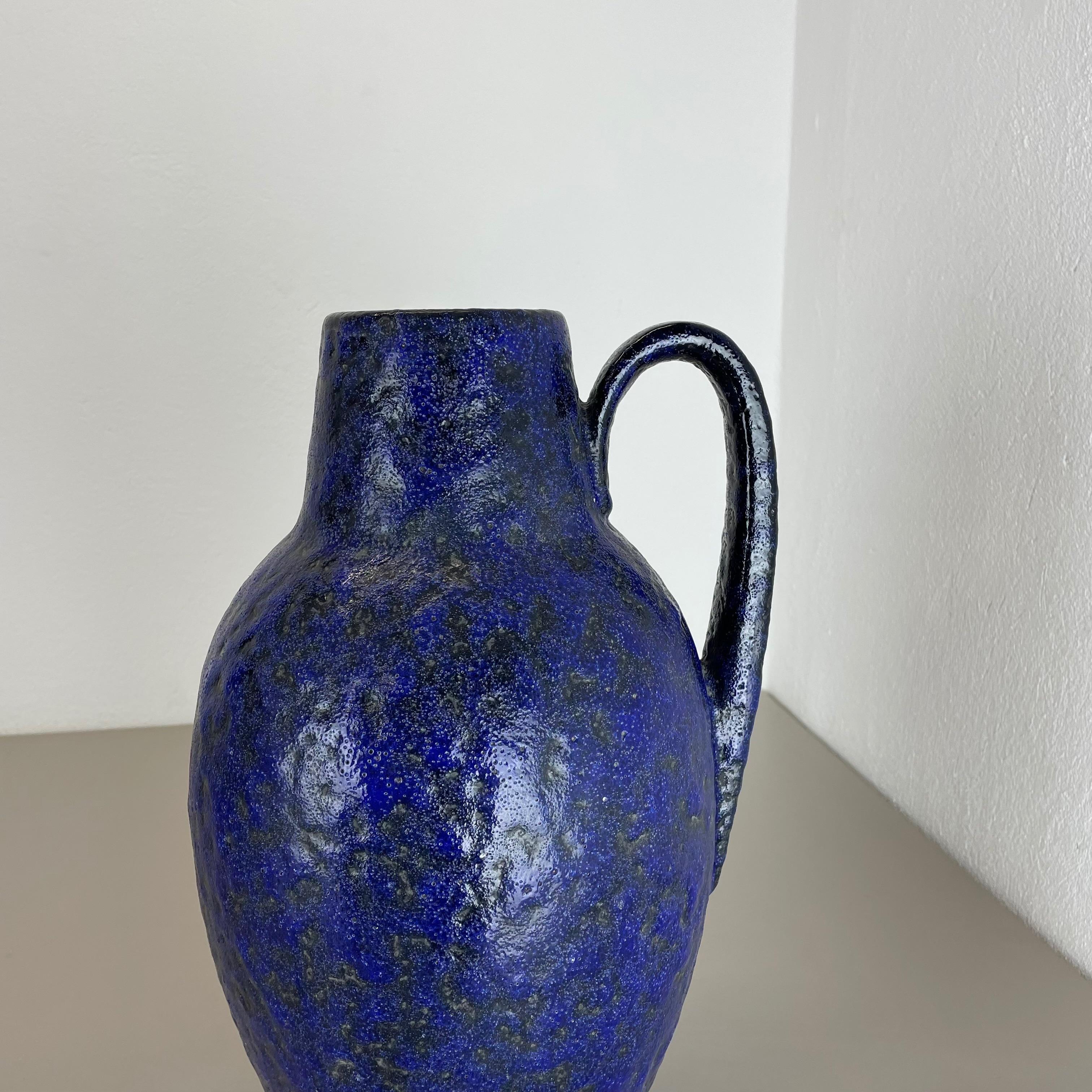 Mid-Century Modern Super Color Crusty Fat Lava Blue Floor Vase Scheurich, Germany WGP, 1970s For Sale