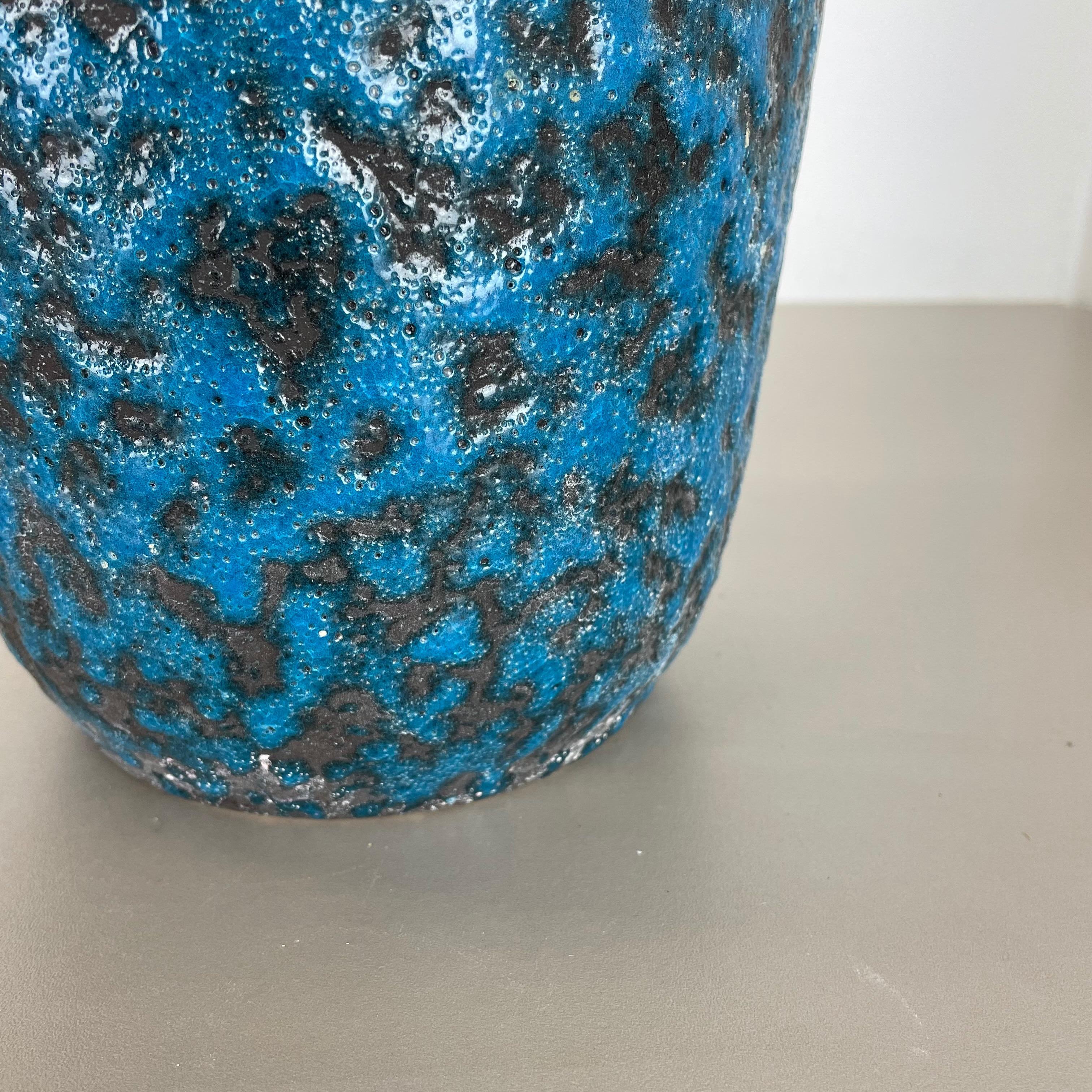 20th Century Super Color Crusty Fat Lava Blue 38cm Floor Vase Scheurich, Germany WGP, 1970s For Sale