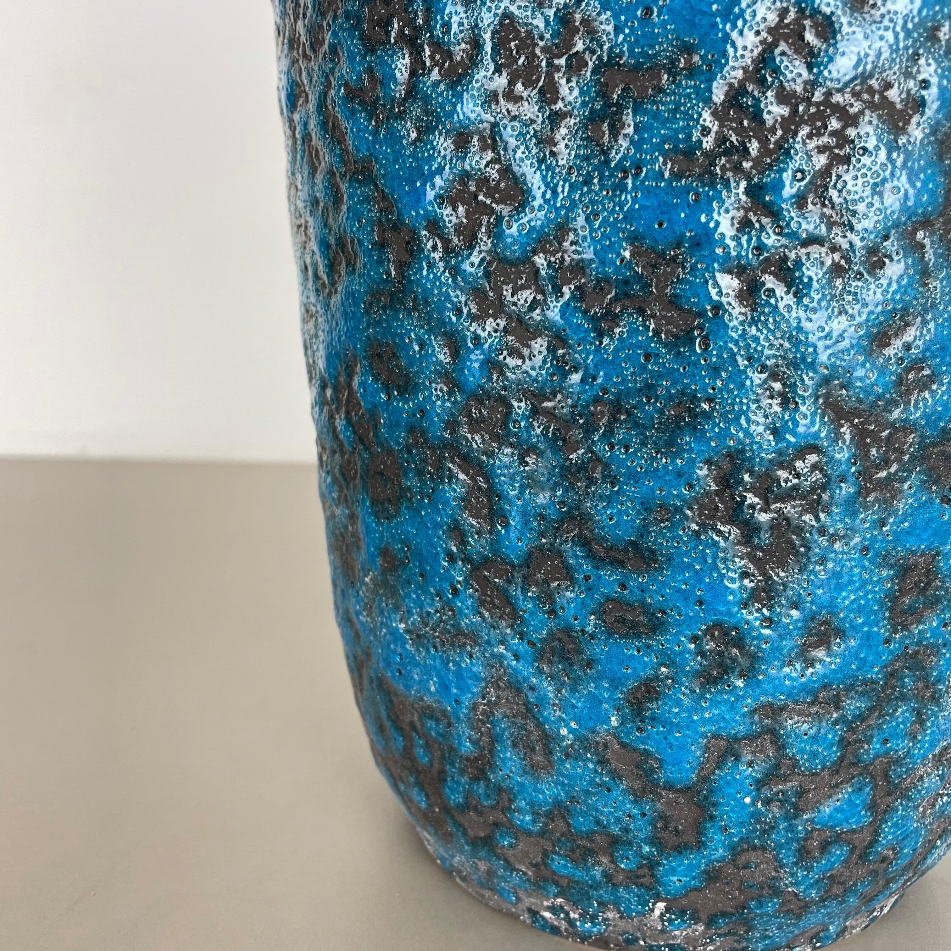 Ceramic Super Color Crusty Fat Lava Blue 38cm Floor Vase Scheurich, Germany WGP, 1970s For Sale