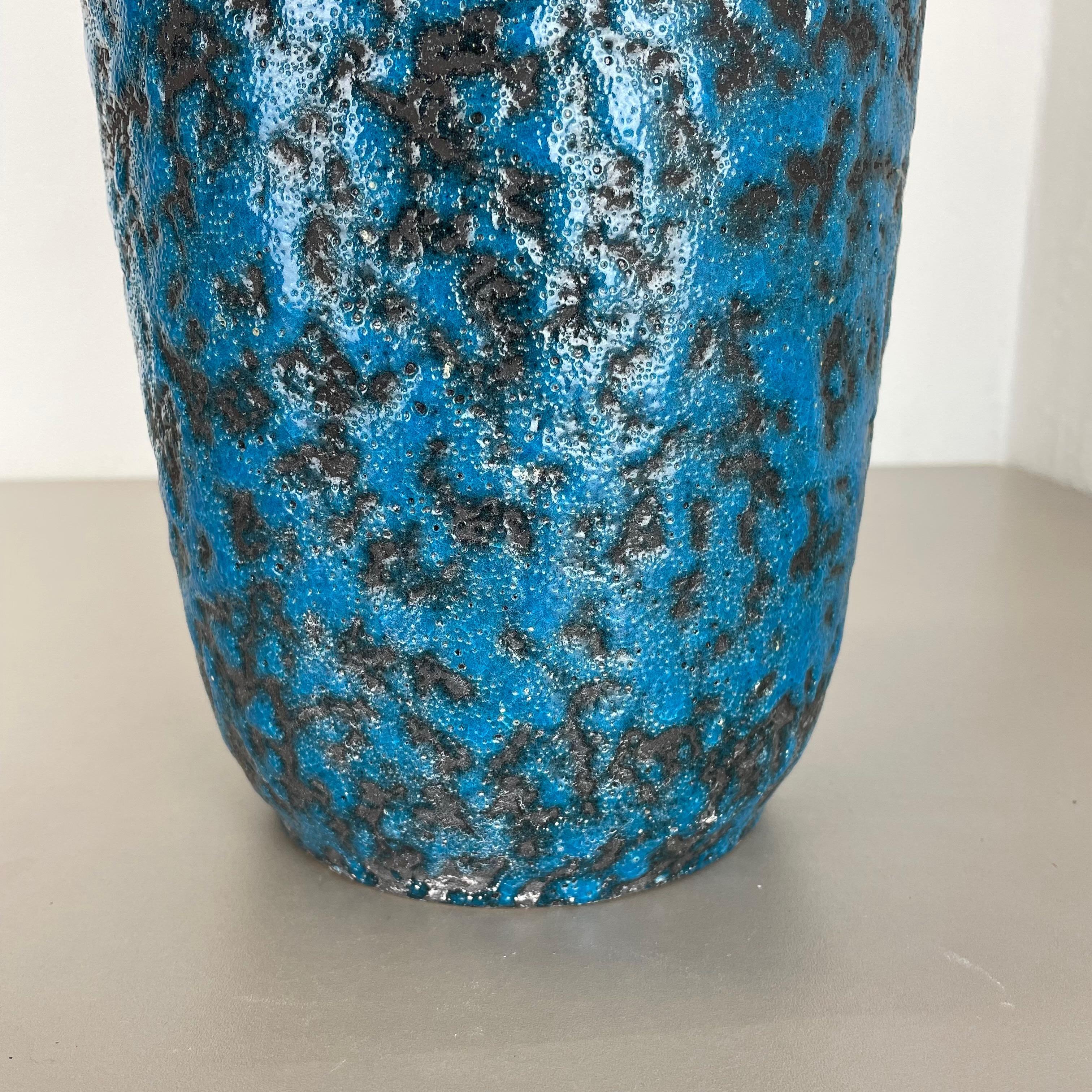 Super Color Crusty Fat Lava Blue 38cm Floor Vase Scheurich, Germany WGP, 1970s For Sale 2