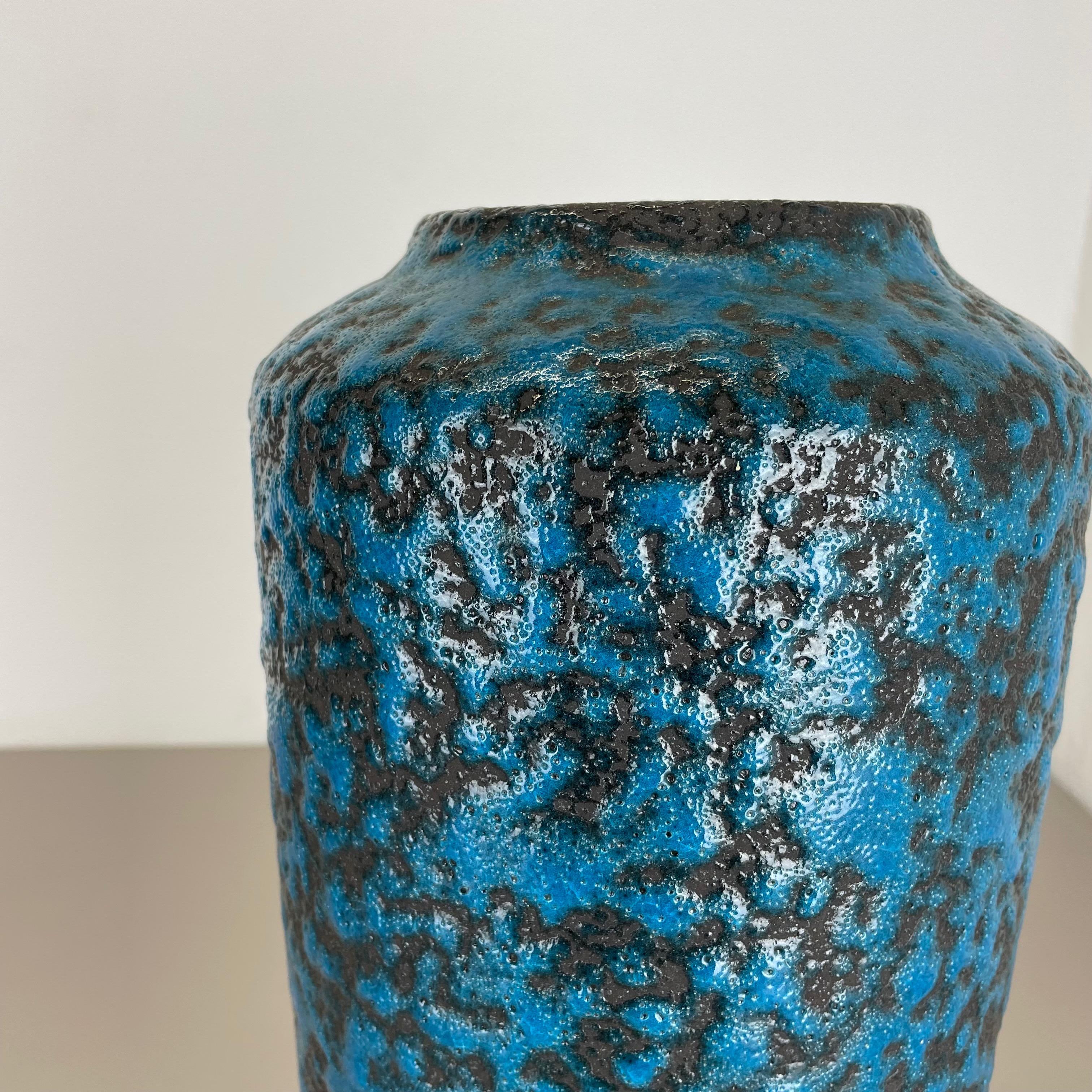 Super Color Crusty Fat Lava Blue 38cm Floor Vase Scheurich, Germany WGP, 1970s For Sale 3