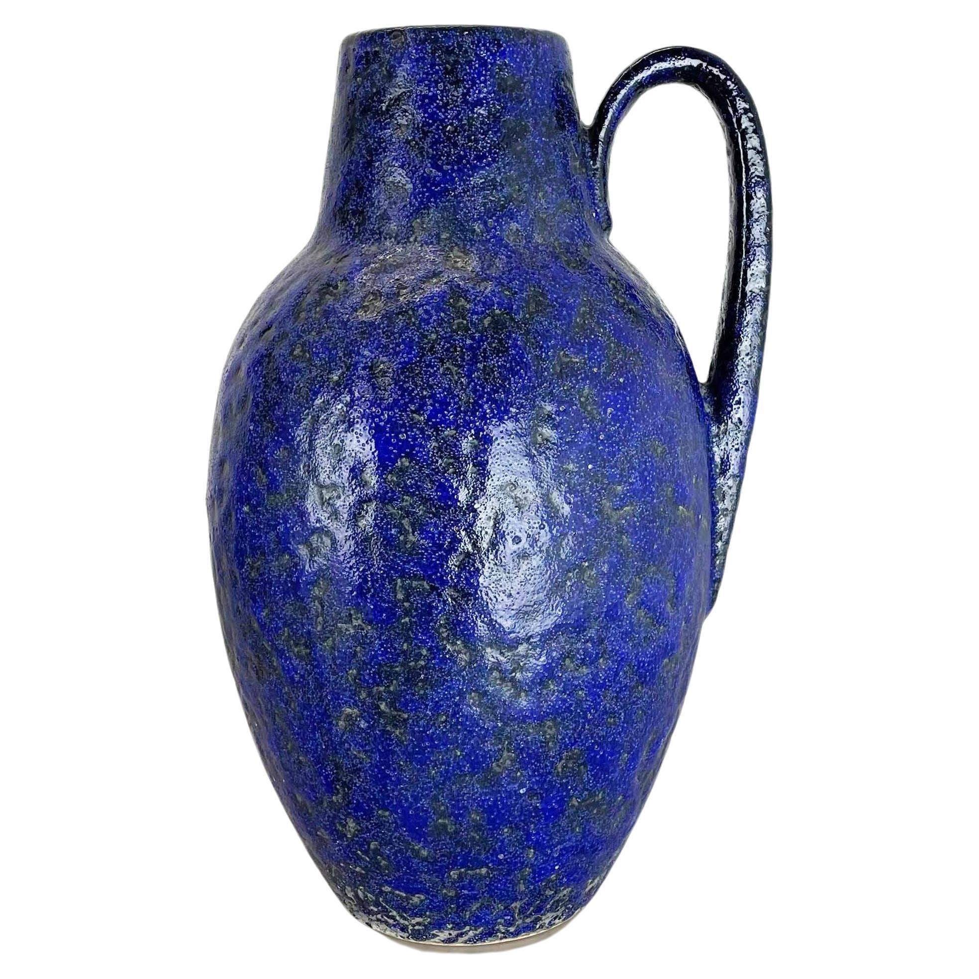 Super Color Crusty Fat Lava Blue Floor Vase Scheurich, Allemagne WGP, années 1970