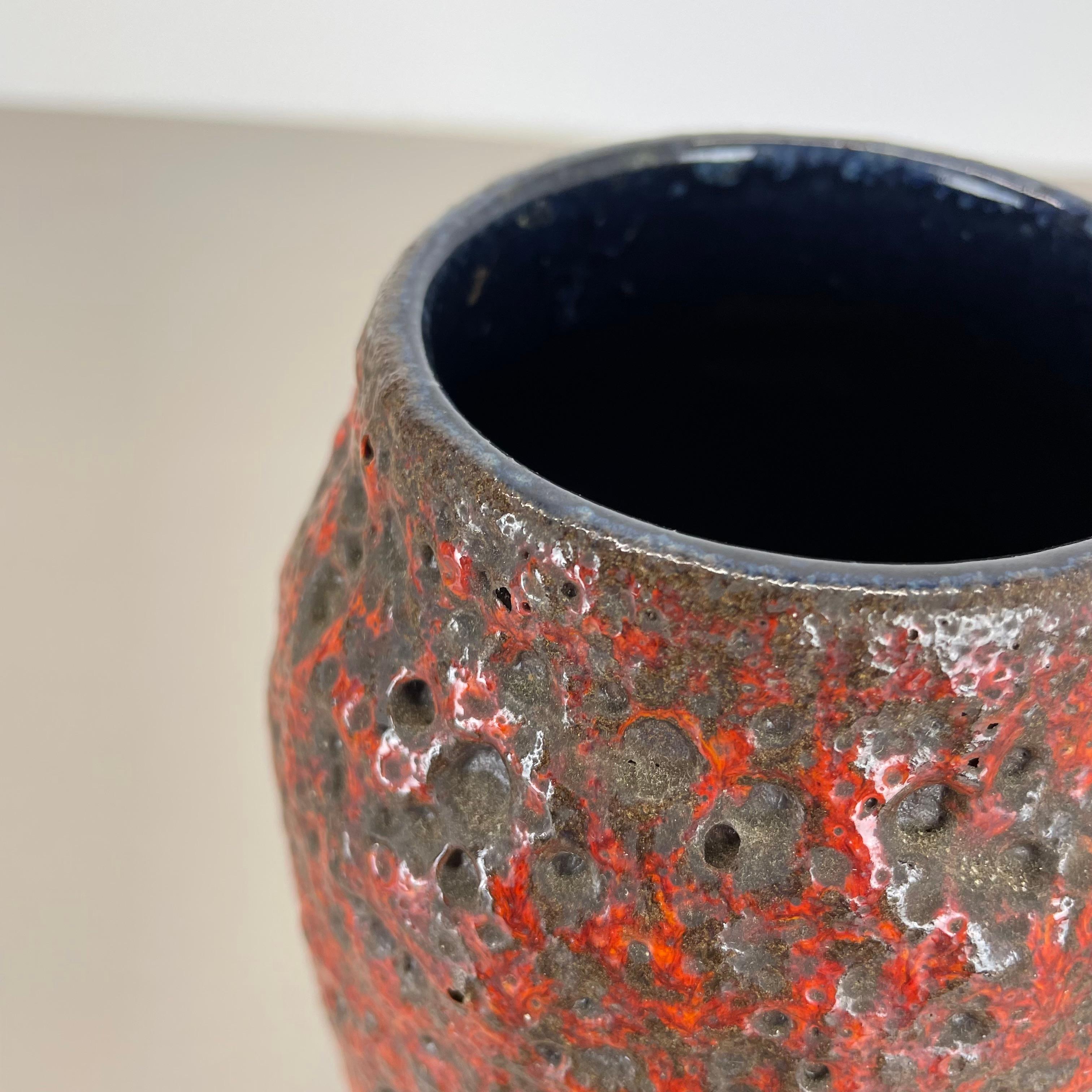 Superfarbene rote zerklüftete Fat Lava Mehrfarbige Vase Scheurich, Deutschland WGP, 1970er Jahre im Angebot 4