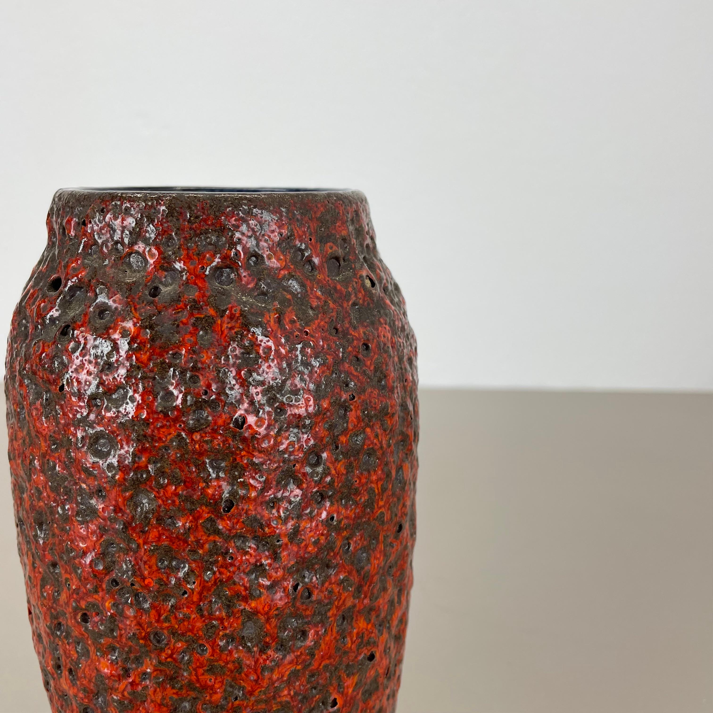 20th Century Super Color red Crusty Fat Lava Multi-Color Vase Scheurich, Germany WGP, 1970s For Sale
