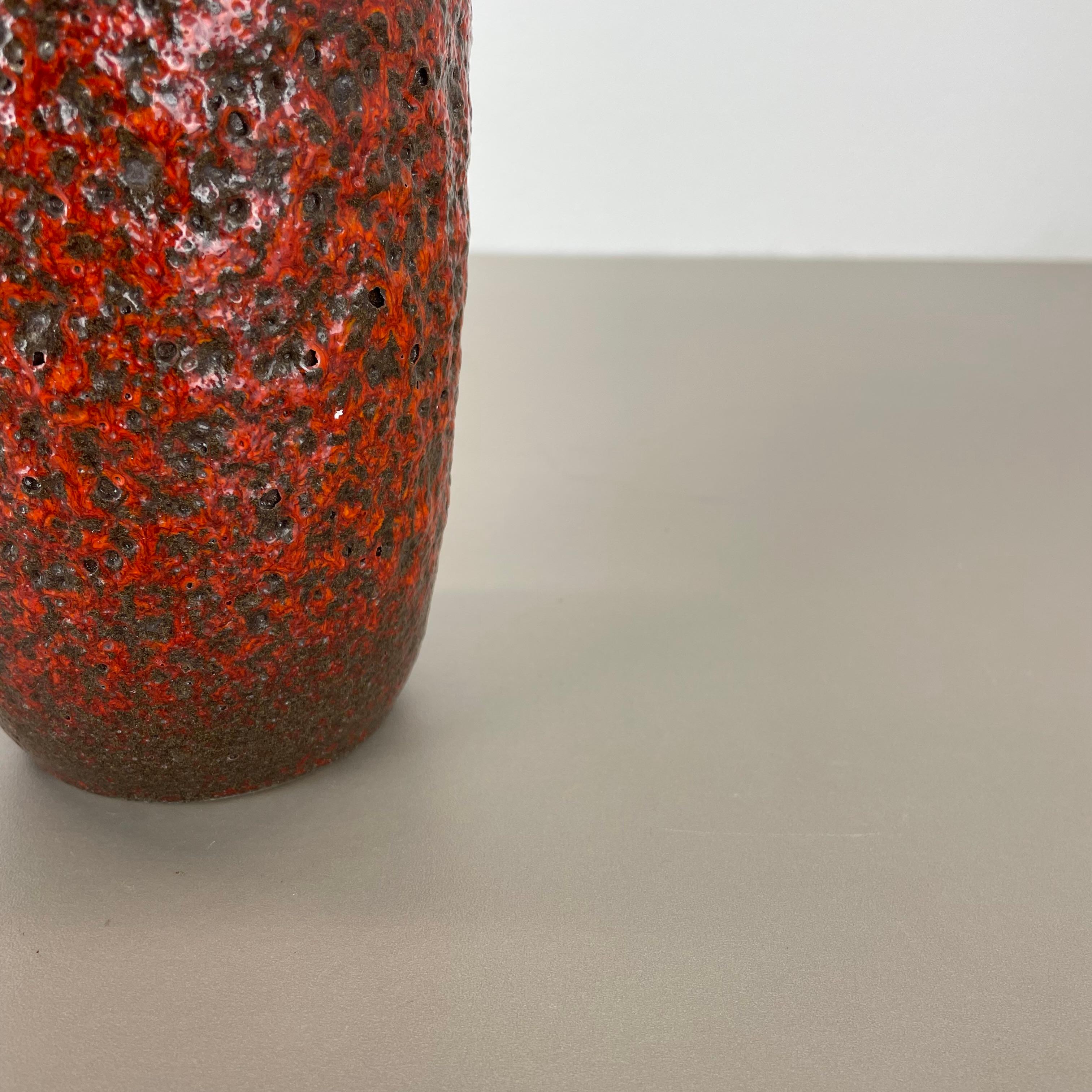 Céramique Vase Super Color red Crusty Fat Lava Multi-Color Scheurich, Allemagne WGP, années 1970 en vente