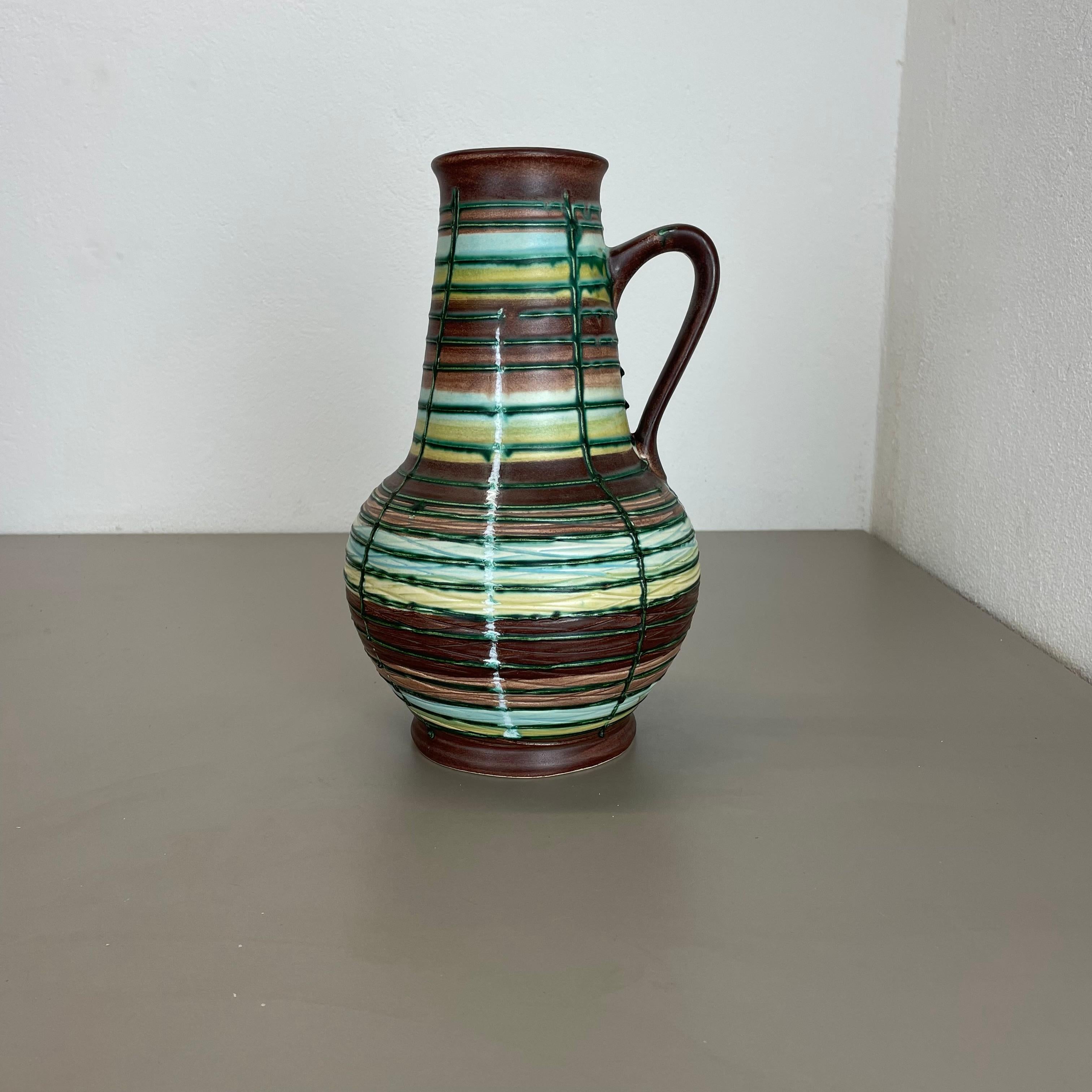 Hervorragende farbenfrohe 31cm Fat Lava-Keramikvase von Bay Ceramics, Deutschland, 1970er Jahre (Moderne der Mitte des Jahrhunderts) im Angebot