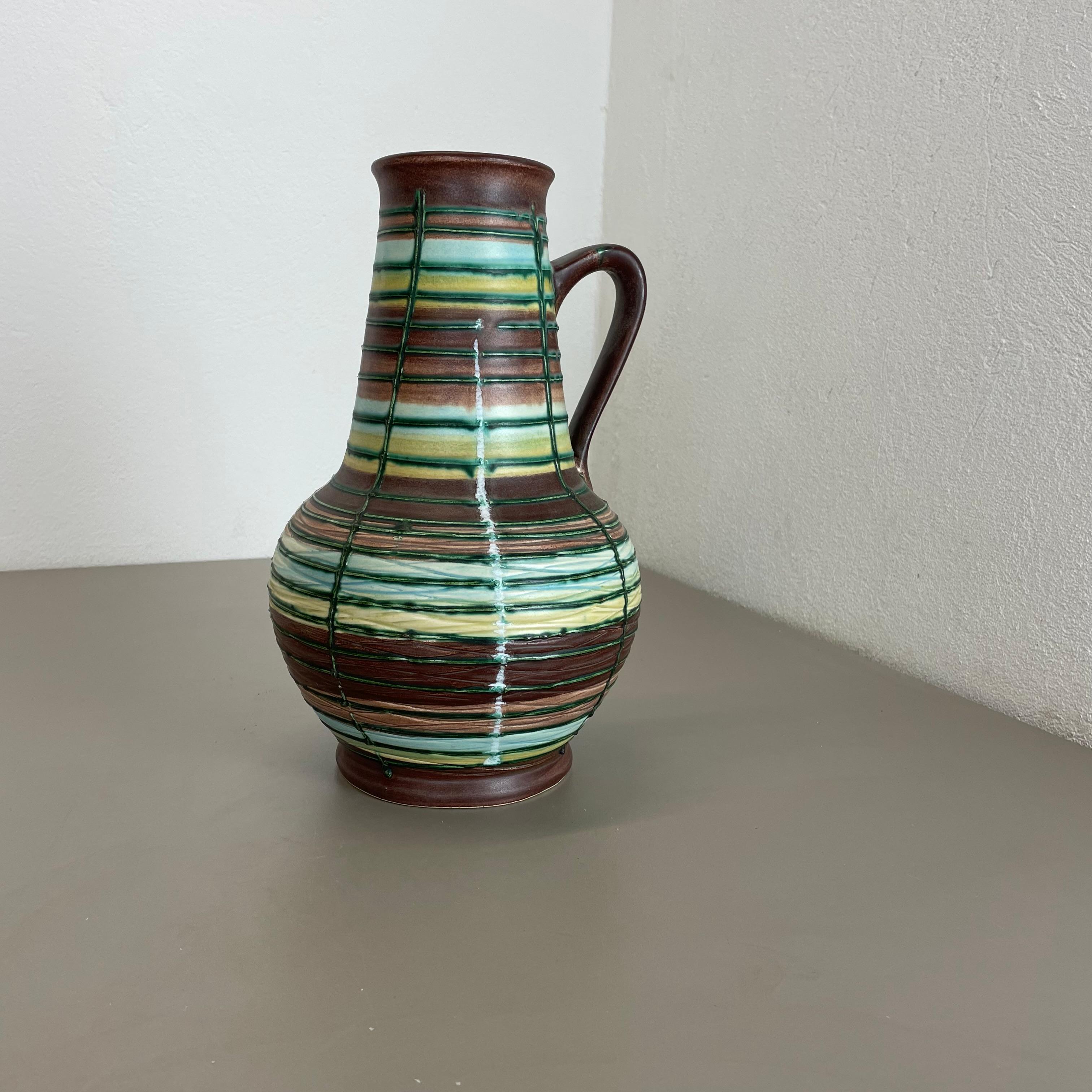 Super Colorful 31cm Fat Lava Pottery Vase by Bay Ceramics, Germany, 1970s In Good Condition For Sale In Kirchlengern, DE