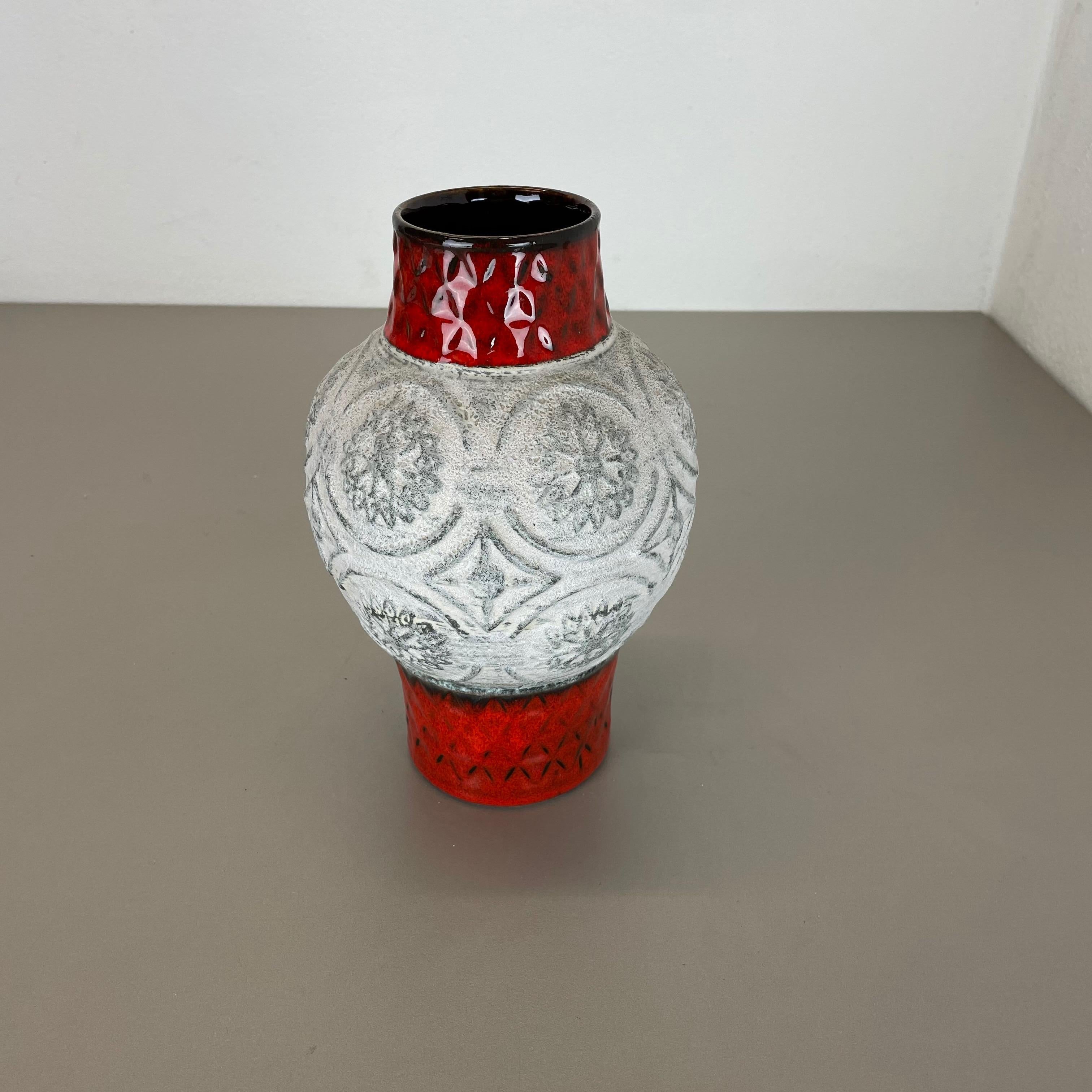 Mid-Century Modern Superbe vase abstrait coloré en poterie de lave grasse de Bay Ceramics, Allemagne, 1970 en vente