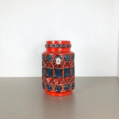 Super Colorful Fat Lava Pottery "92 35" Vase by Bay Ceramics, Germany, 1960s