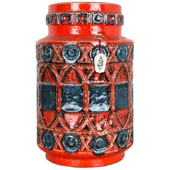 Vase "92 35" von Bay Ceramics, Deutschland, 1960er Jahre, farbenfrohe Fett Lava-Keramik
