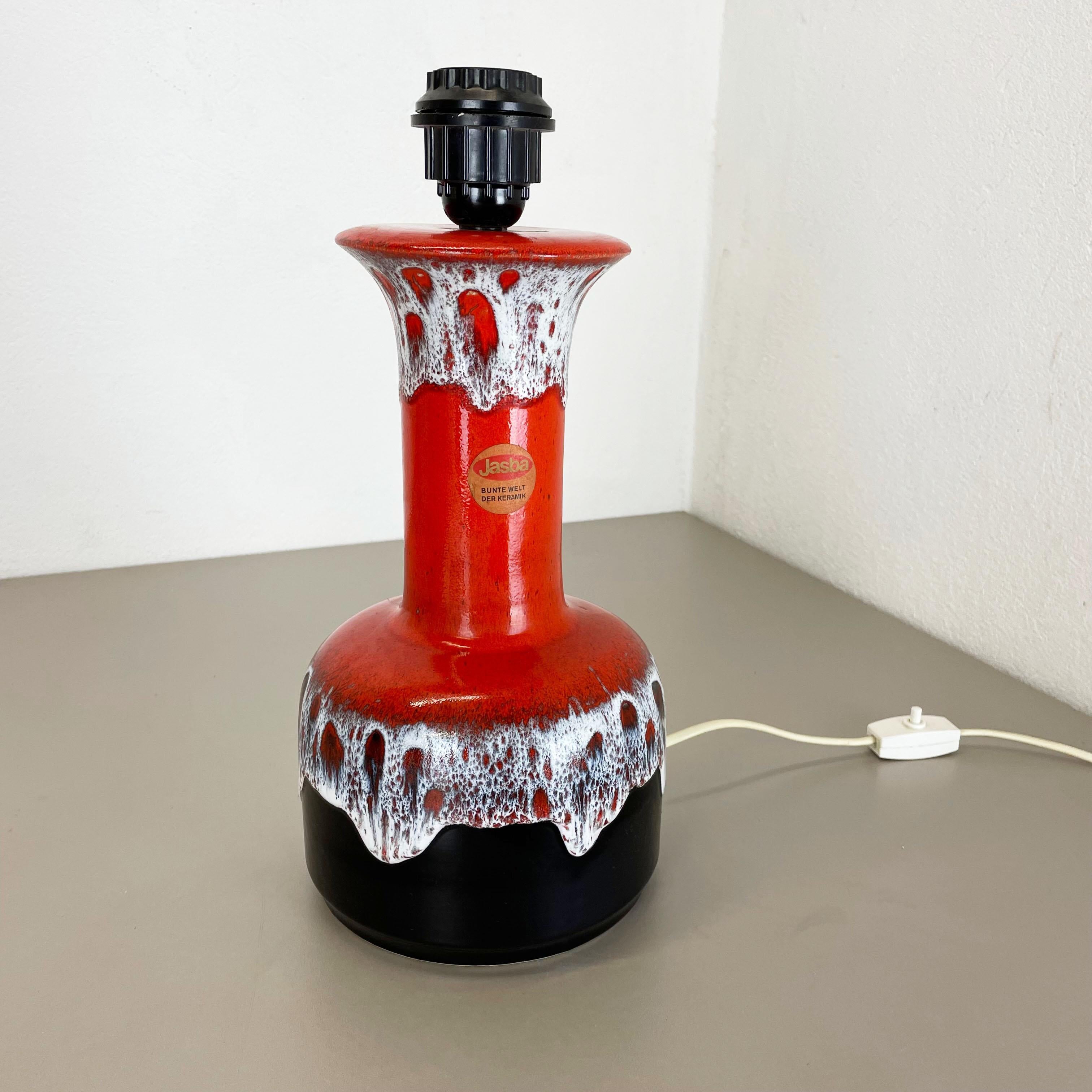 Tedesco Base per lampada da tavolo in ceramica lavica grassa super colorata di Jasba Ceramics Germania anni '70 in vendita