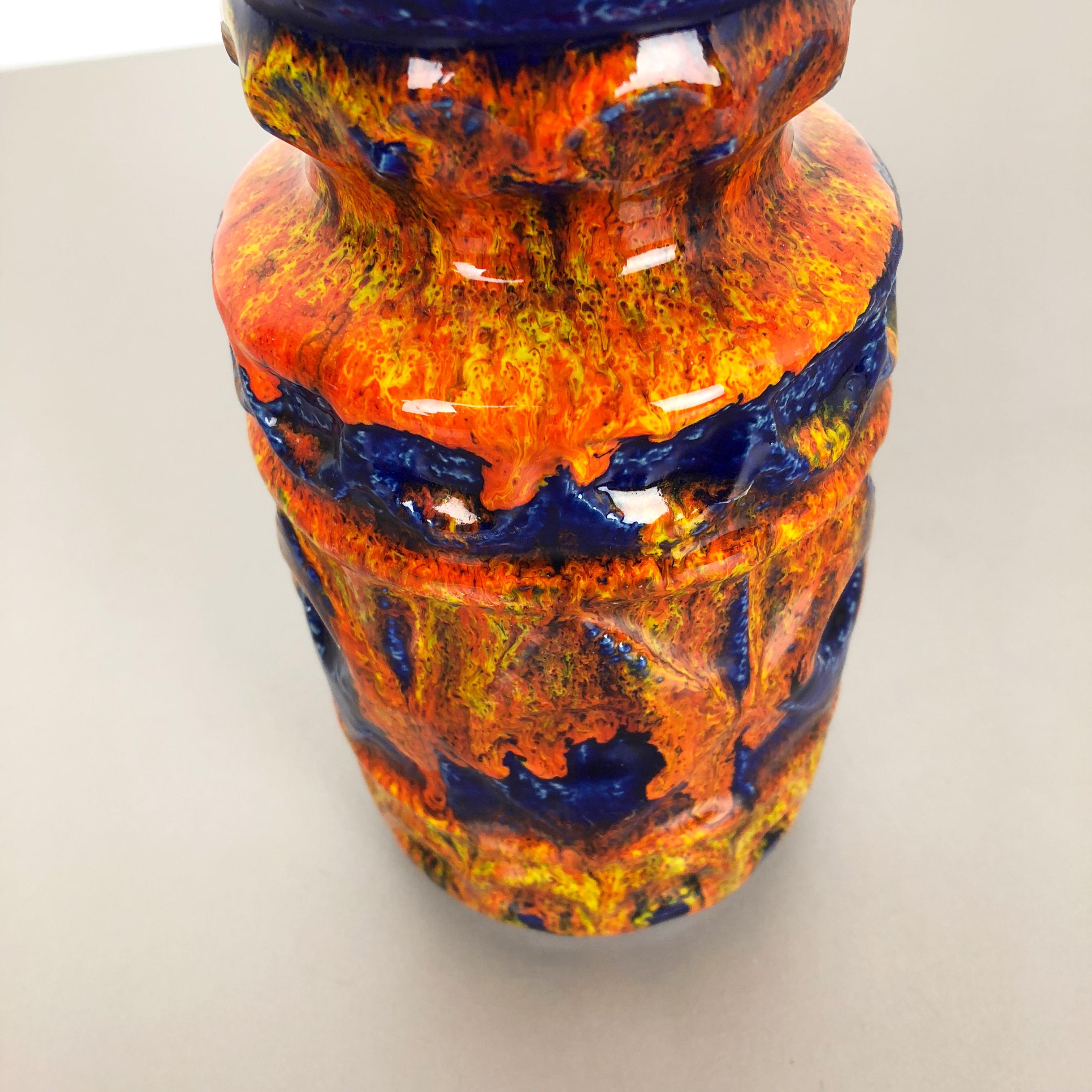 Super Colorful Fat Lava Pottery Vase by Bay Ceramics, Germany, 1950s In Good Condition In Kirchlengern, DE