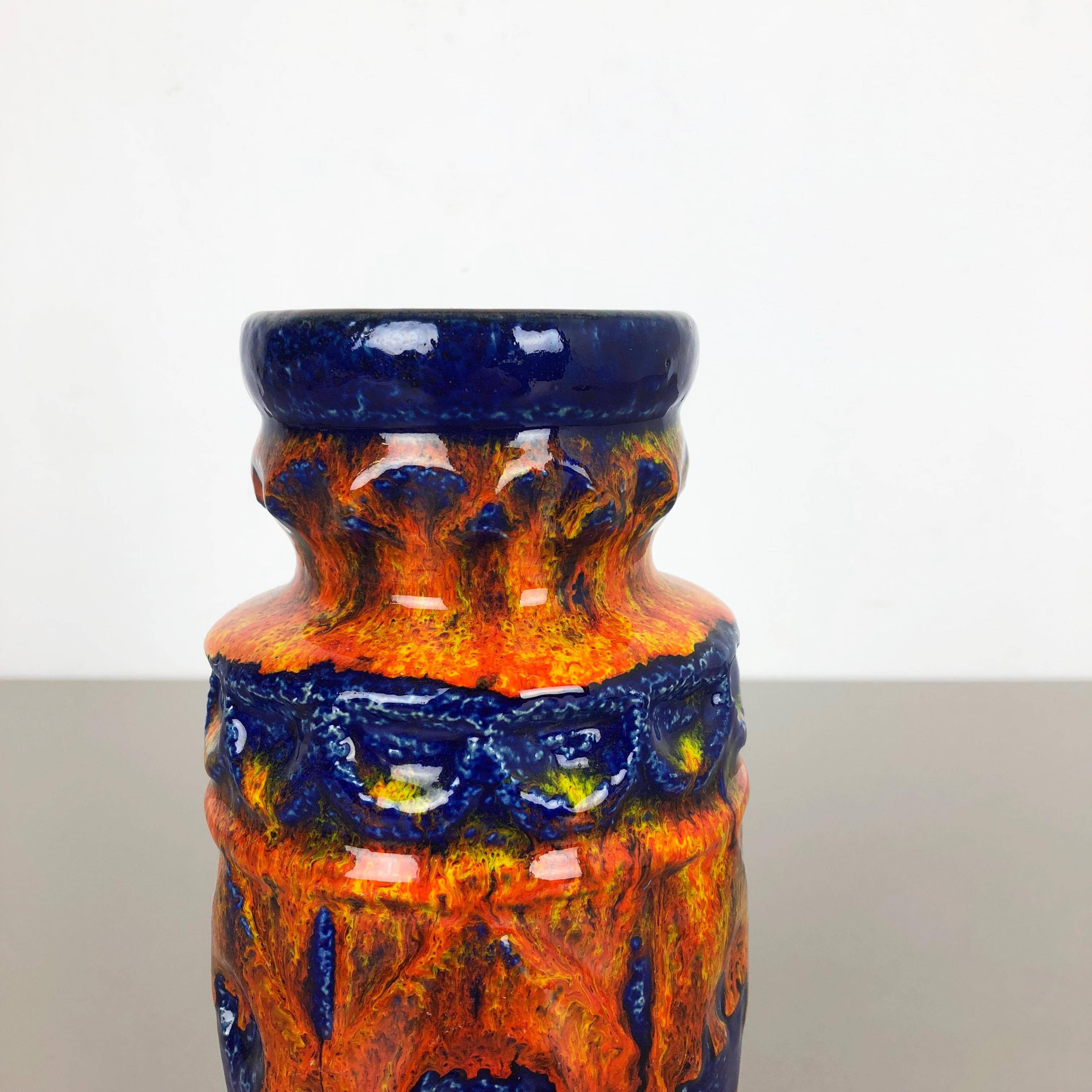 Mid-Century Modern Super Colorful Fat Lava Pottery Vase by Bay Ceramics, Germany, 1950s For Sale