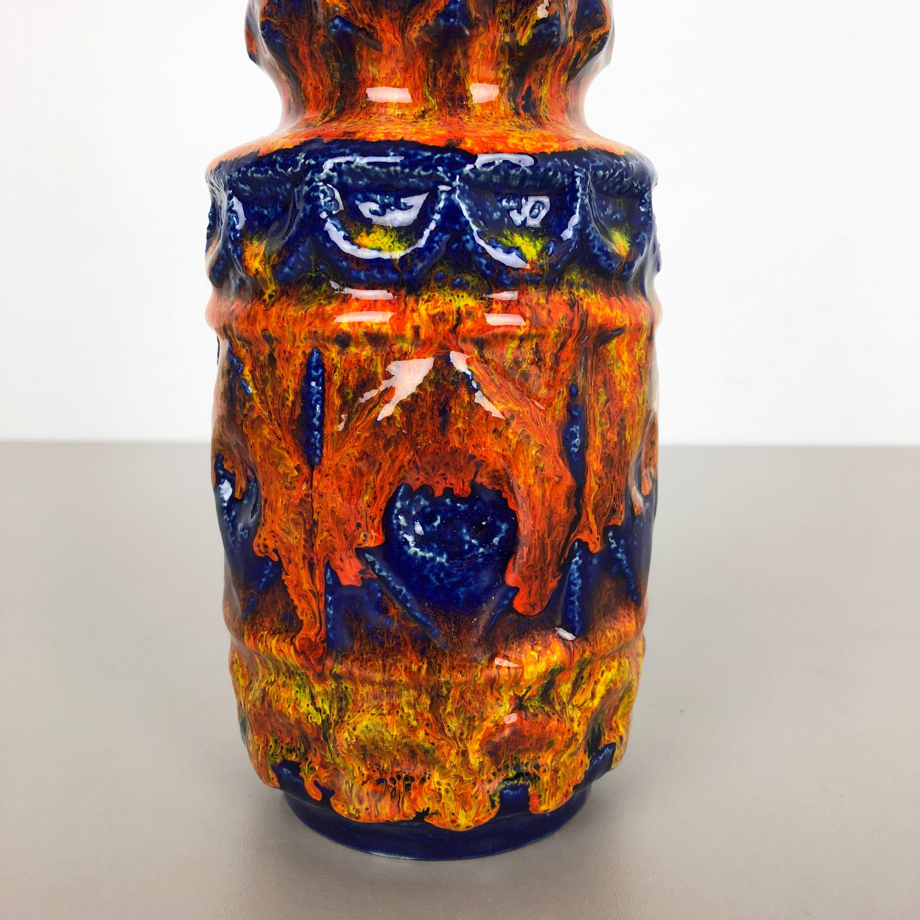 Super Colorful Fat Lava Pottery Vase by Bay Ceramics, Germany, 1950s In Good Condition For Sale In Kirchlengern, DE