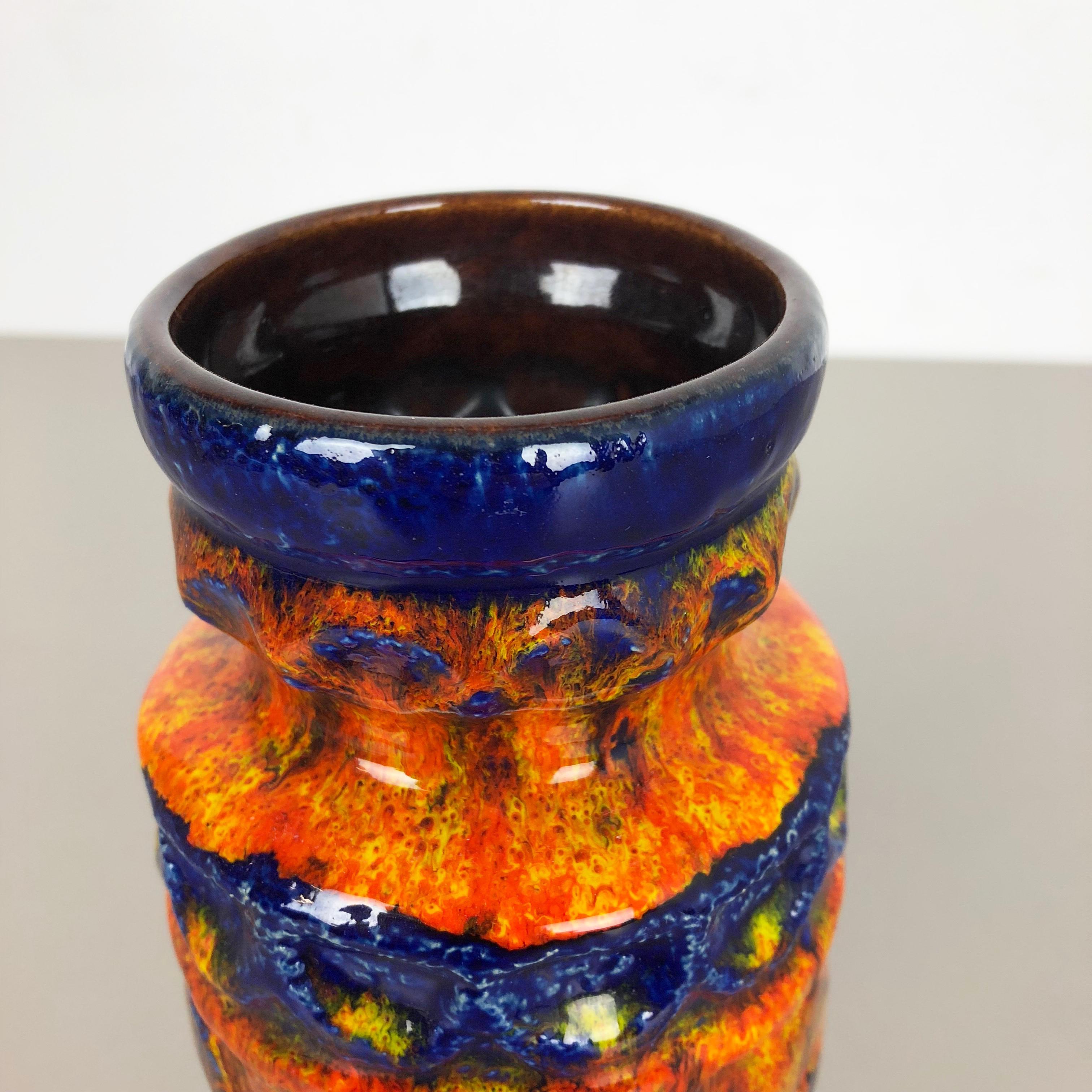 Super Colorful Fat Lava Pottery Vase by Bay Ceramics, Germany, 1950s For Sale 1