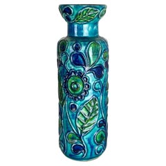 Super Colorful Floral Fat Lava Pottery Vase by Bay Ceramics, Germany, 1970s