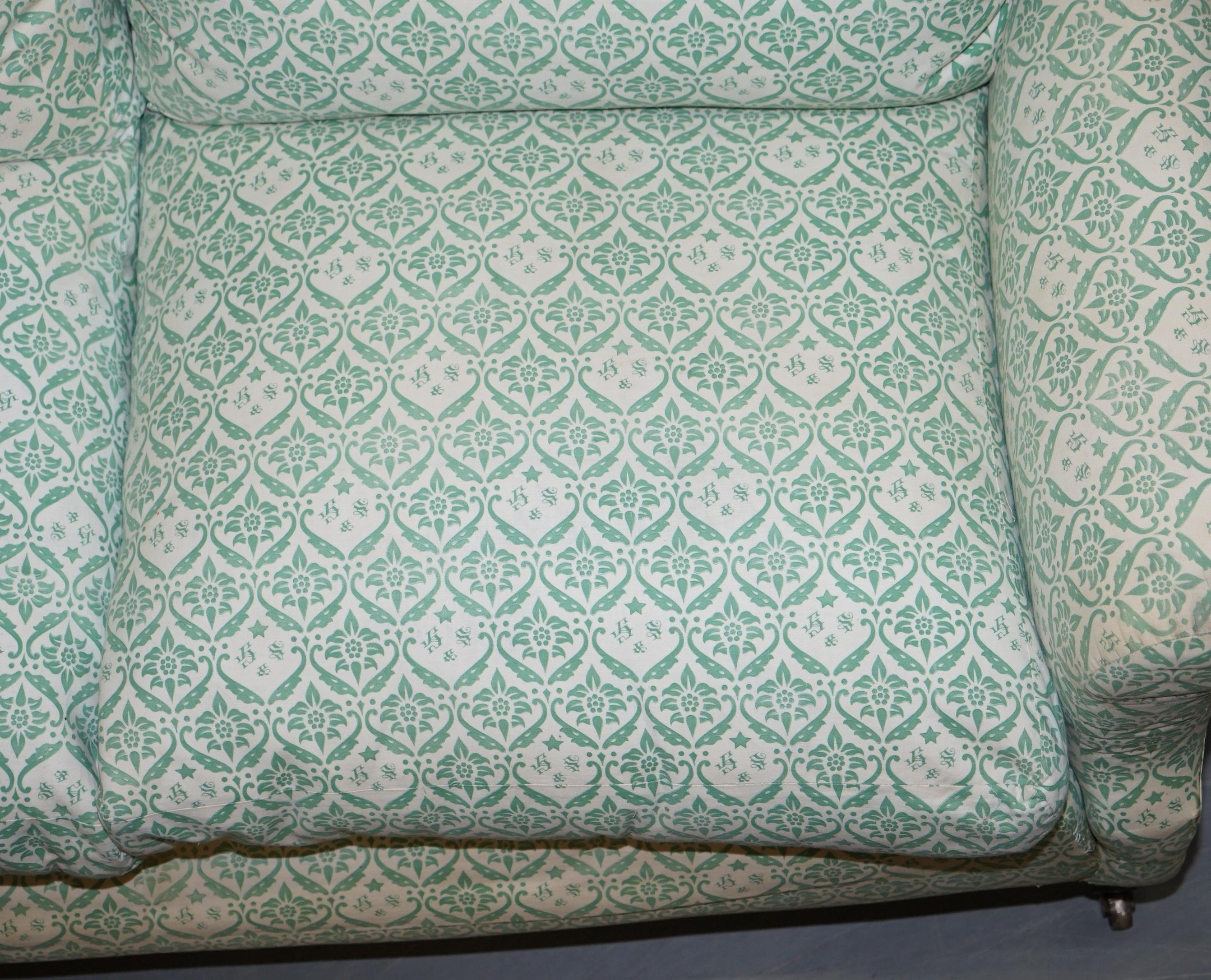Upholstery Super Comfortable circa 1920 Howard & Son's Lenygon & Morant Ticking Fabric Sofa For Sale