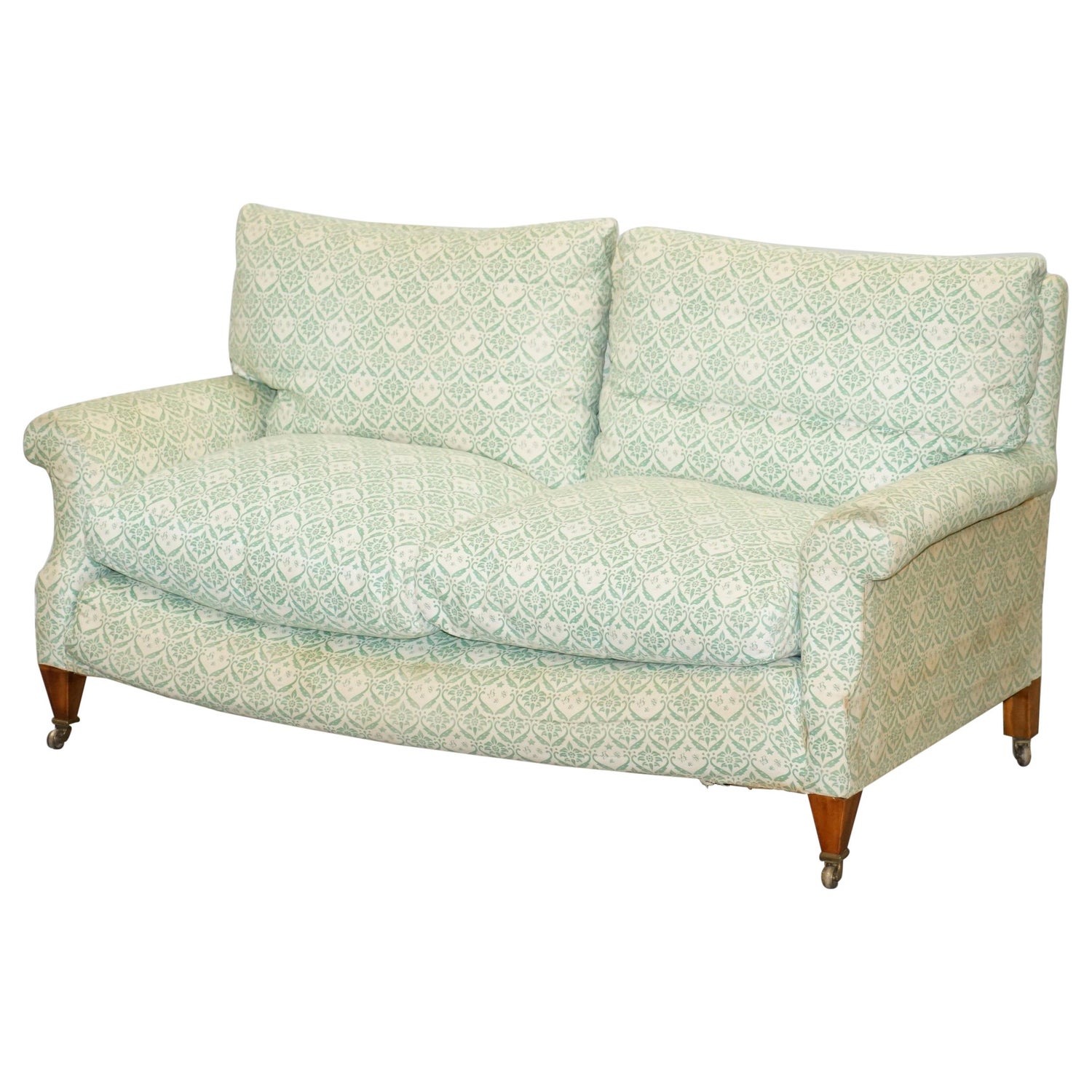 Antique Victorian Howard and Son's Berners Street Small Two Seat Library  Sofa For Sale at 1stDibs
