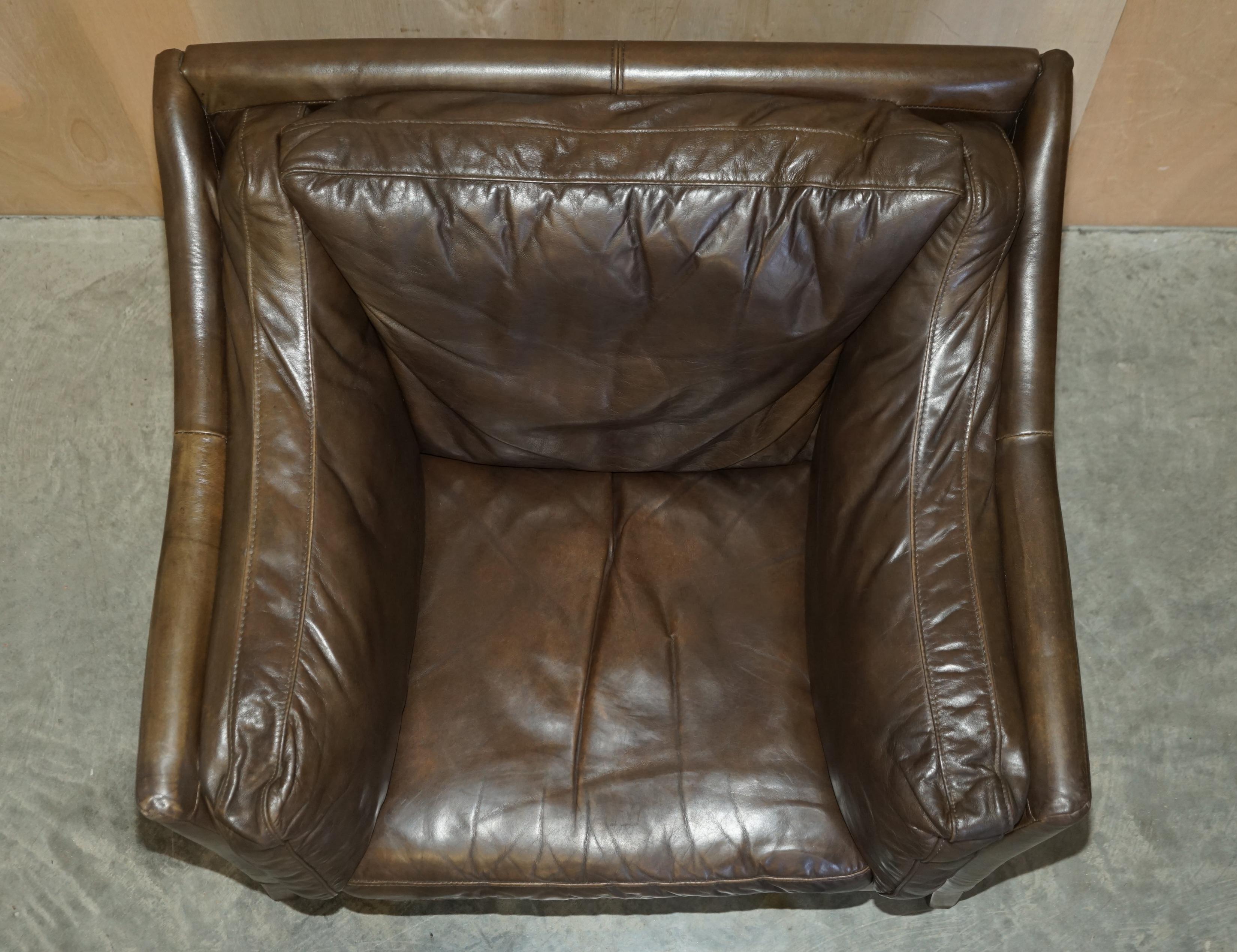 Super Comfortable Halo Reggio Cigar Saddle Brown Leather Armchair Love Seat 5