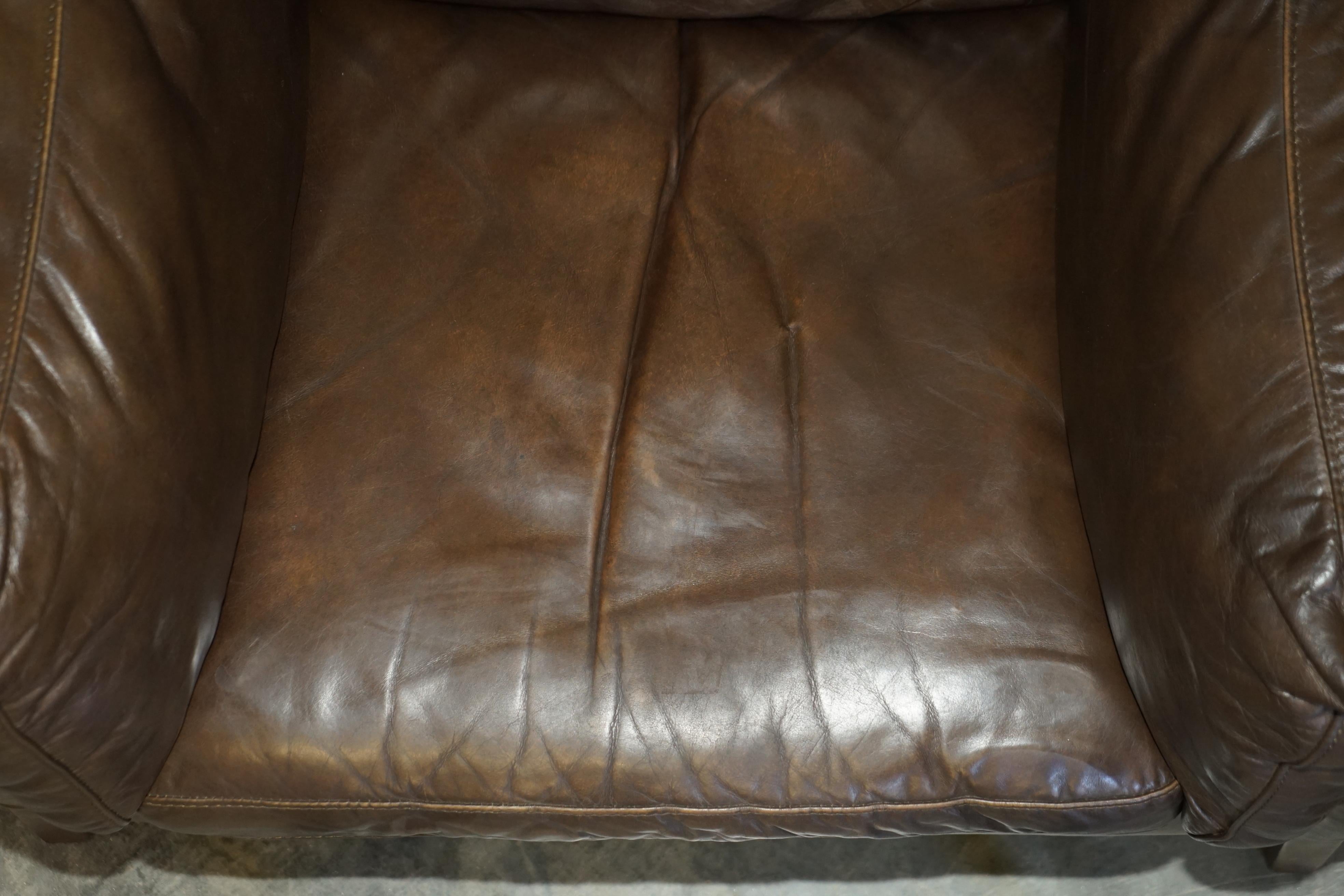 Super Comfortable Halo Reggio Cigar Saddle Brown Leather Armchair Love Seat 6