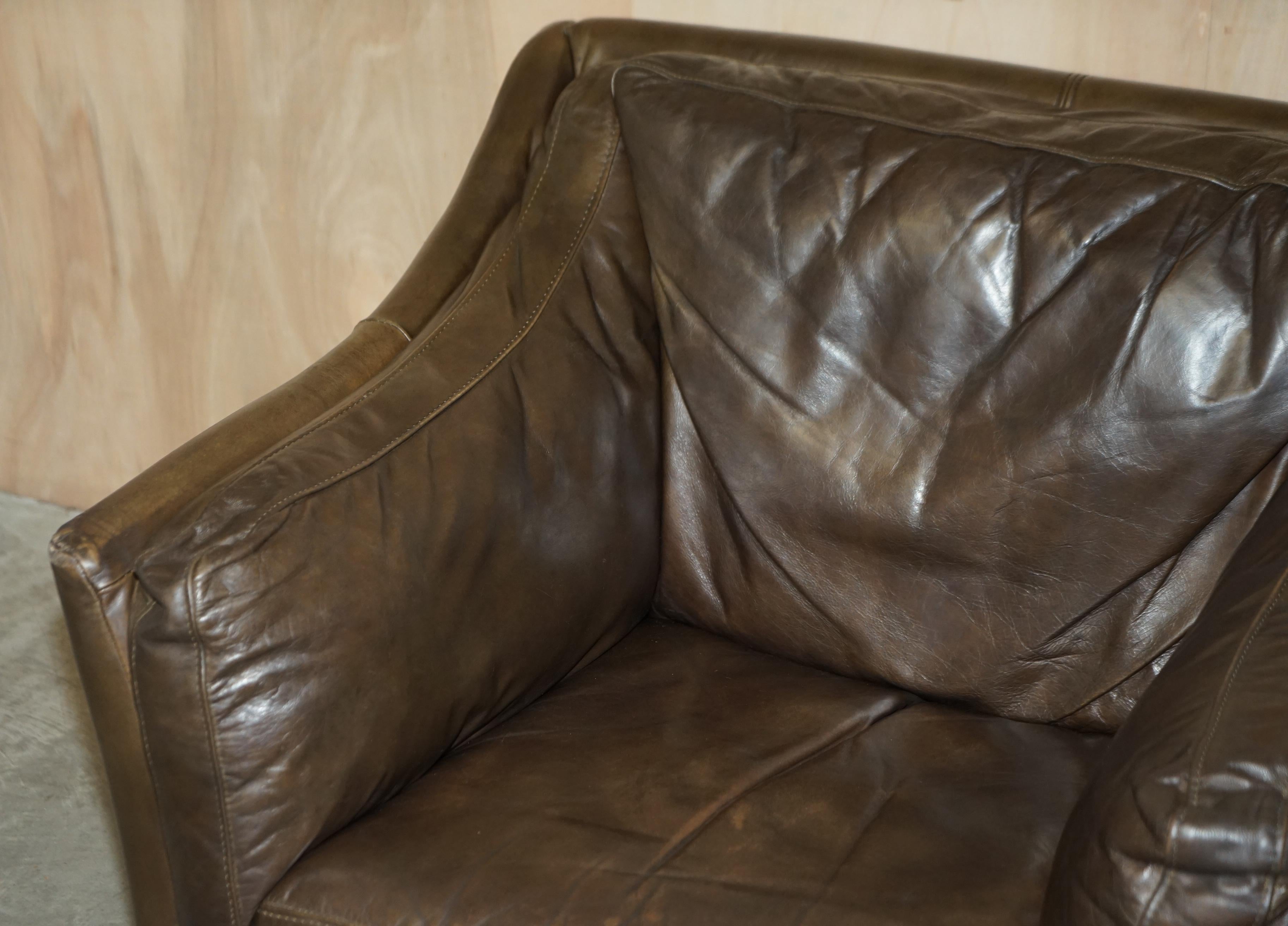 Super Comfortable Halo Reggio Cigar Saddle Brown Leather Armchair Love Seat 7