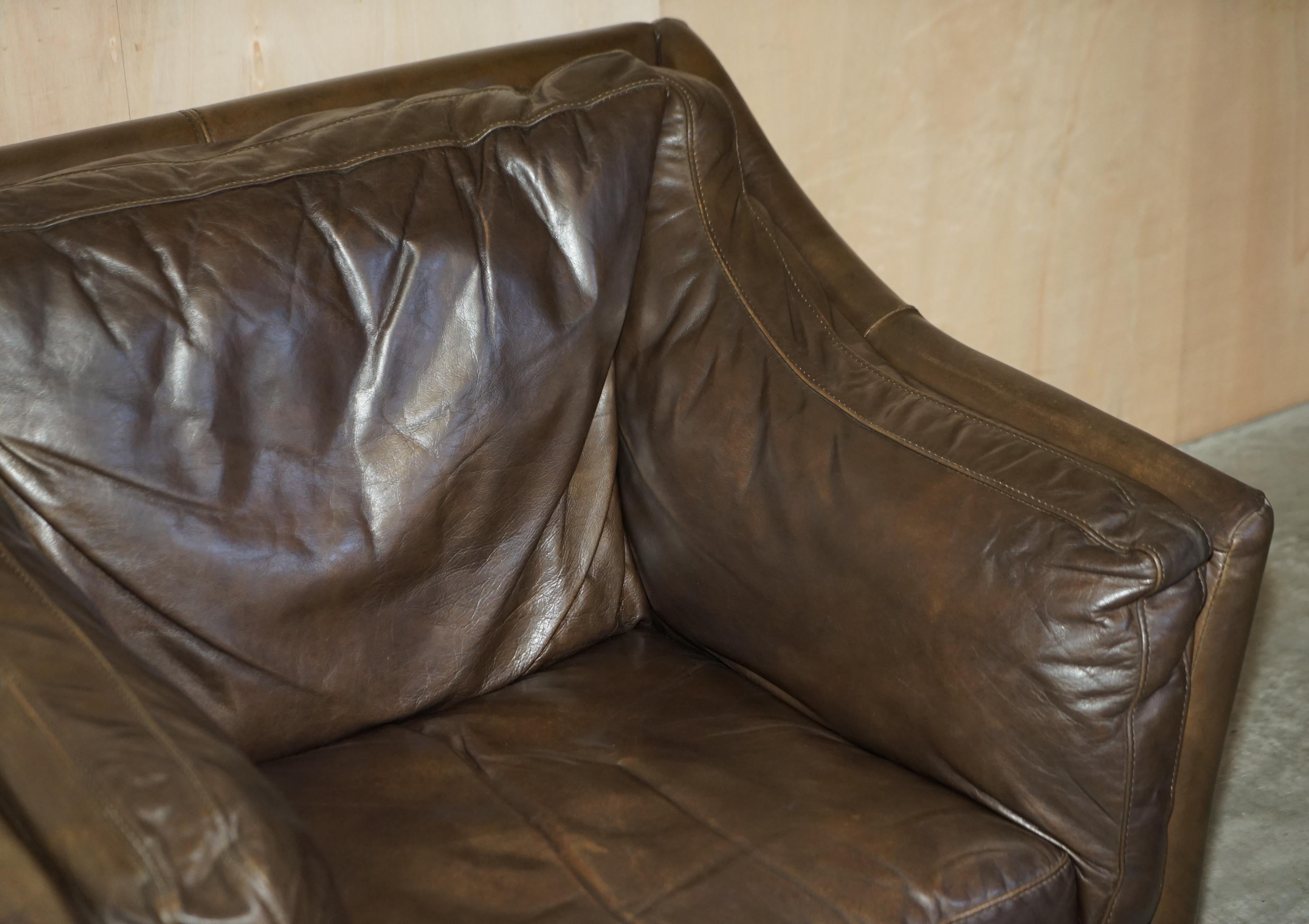 Super Comfortable Halo Reggio Cigar Saddle Brown Leather Armchair Love Seat 8