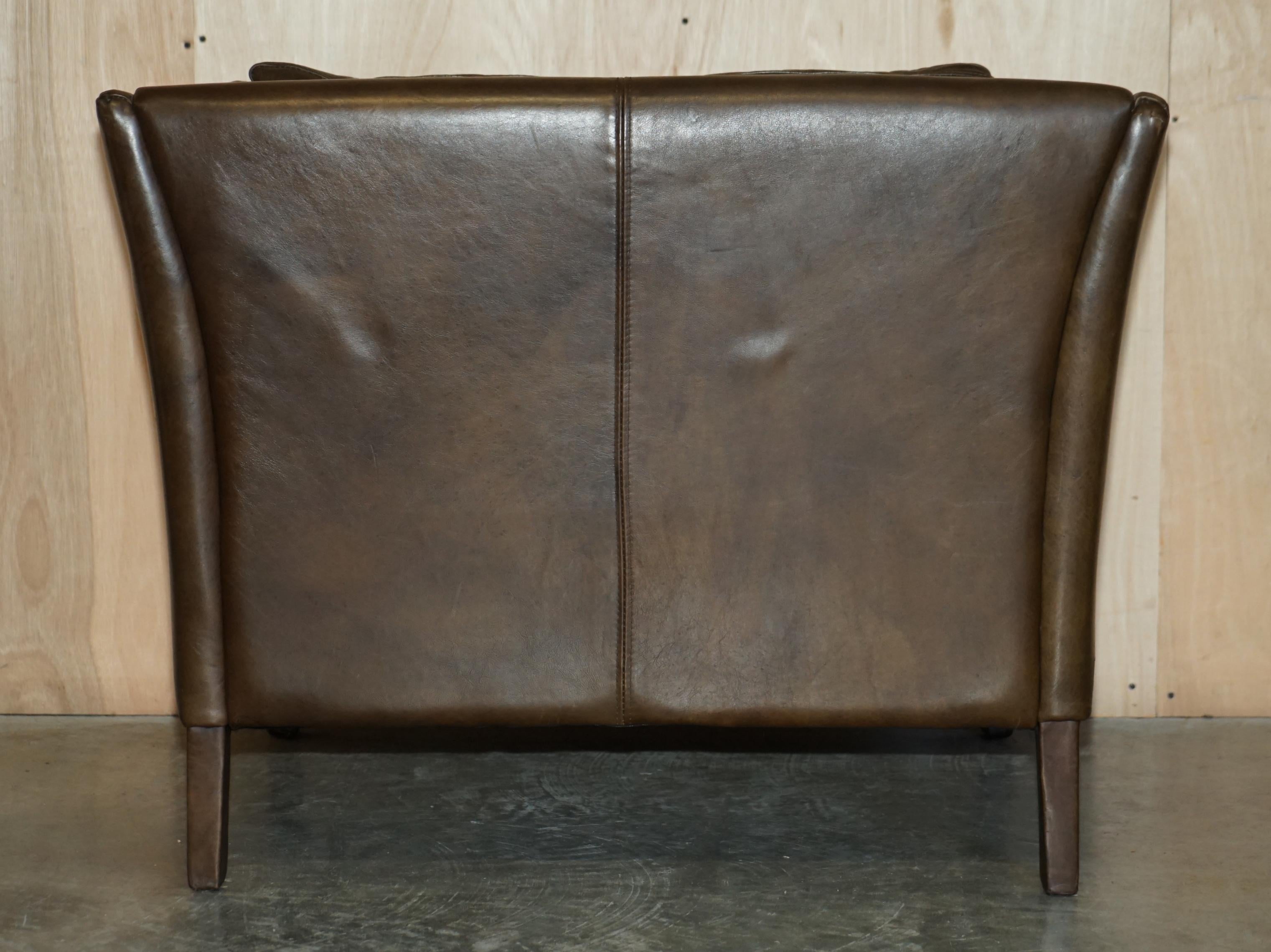 Super Comfortable Halo Reggio Cigar Saddle Brown Leather Armchair Love Seat 11