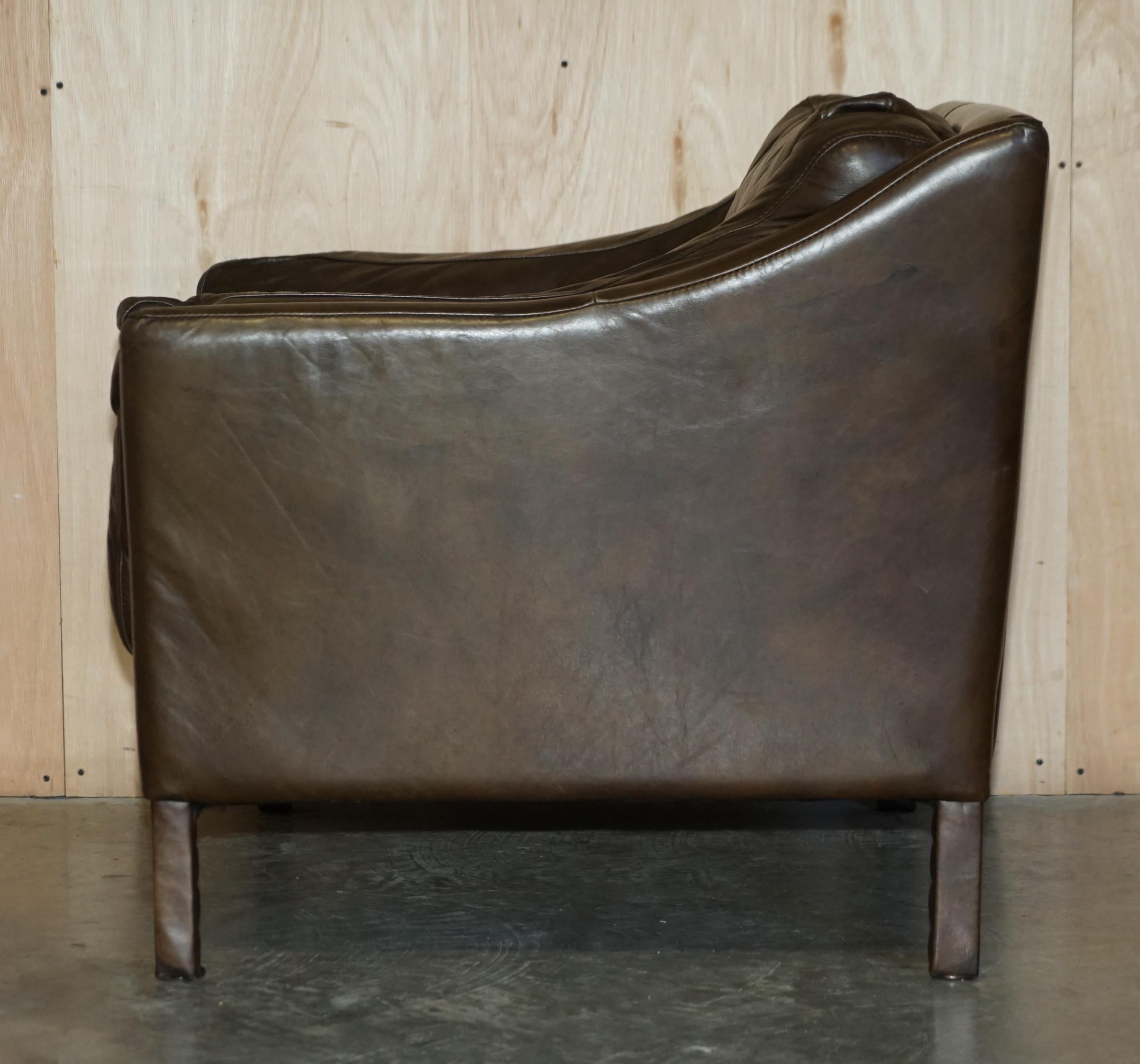 Super Comfortable Halo Reggio Cigar Saddle Brown Leather Armchair Love Seat 12