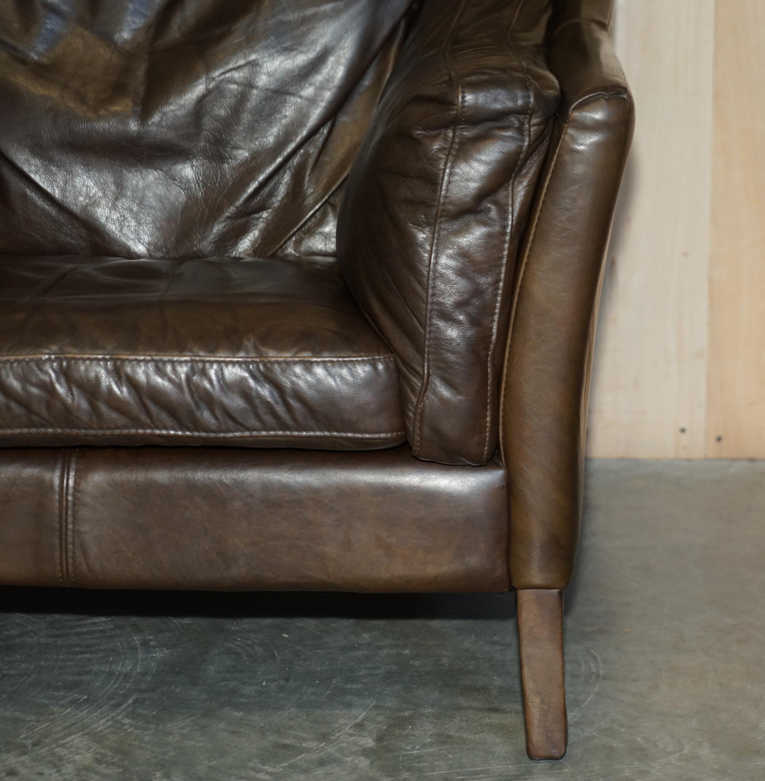 Super Comfortable Halo Reggio Cigar Saddle Brown Leather Armchair Love Seat 2