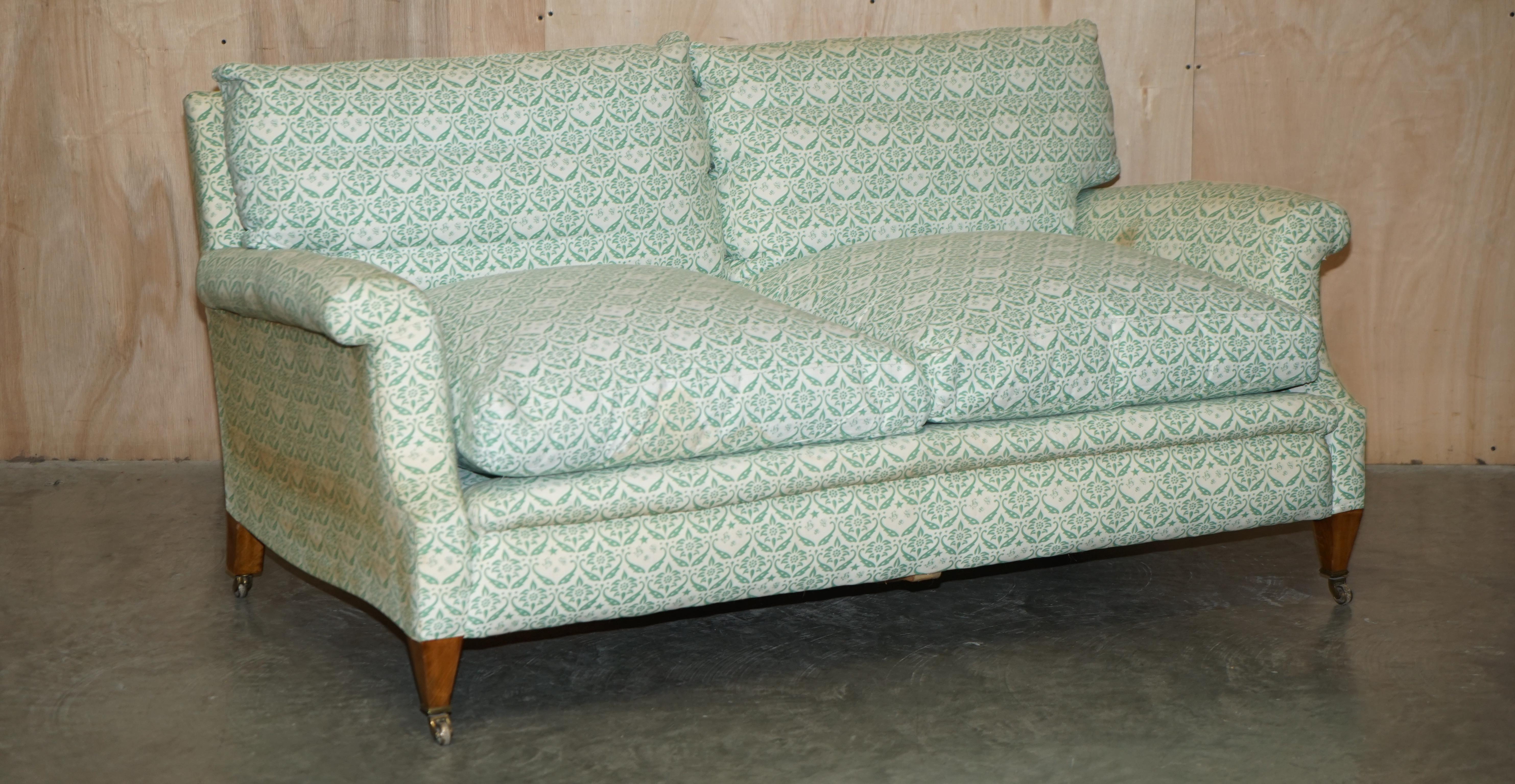 Super Comfortable Pair of Howard & Son's Lenygon & Morant Ticking Fabric Sofas For Sale 7