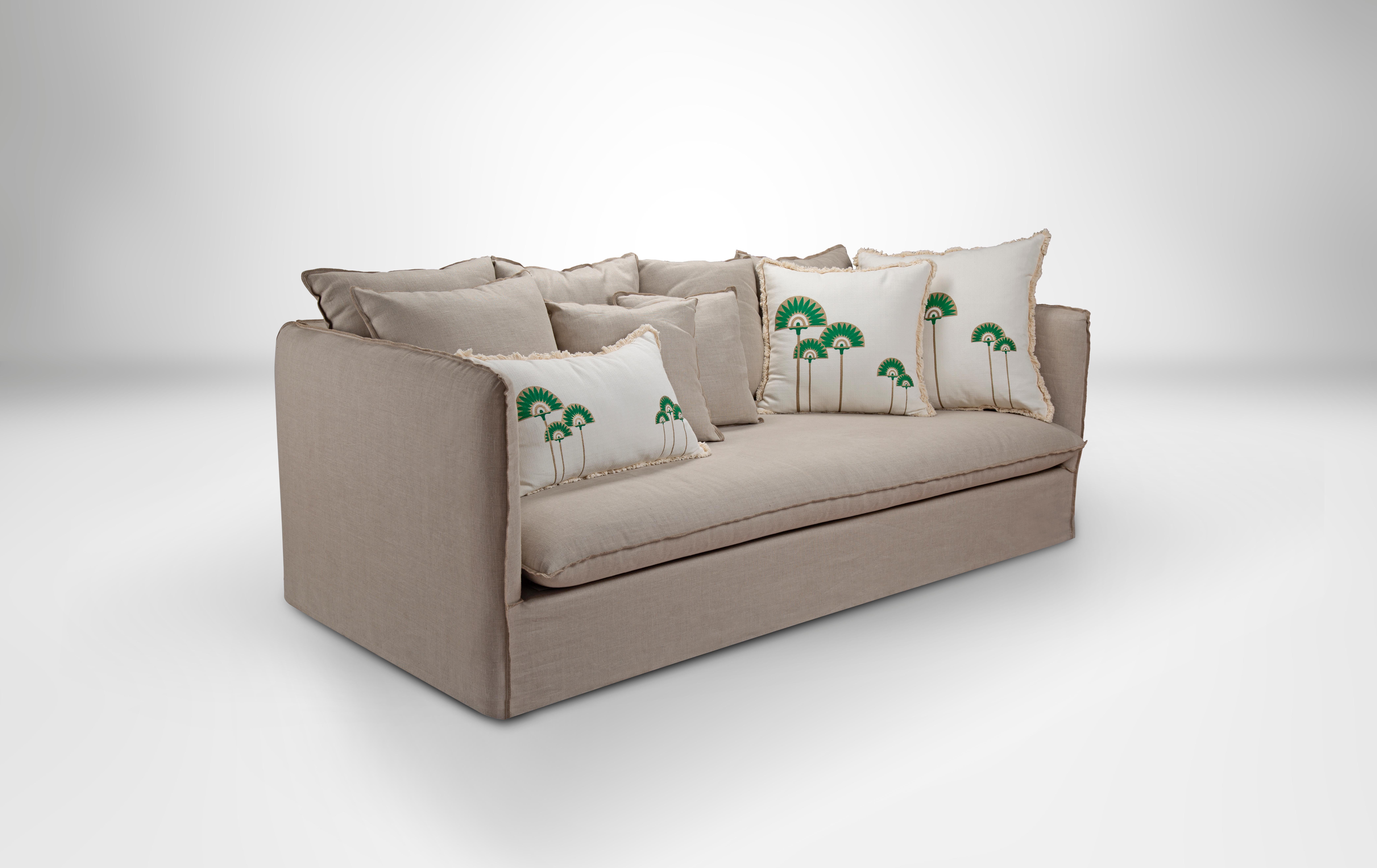 Super Comfortable Slip-on 3-Seater Sofa with Modern Upholstery Detailing. 
Adding texture and details makes all the difference to our Rustic Slip-On sofa. The special inner foam and deep lines makes sitting on it feel like a warm hug. The 