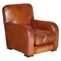 Vintage Super Comfortable Stunning Tetrad Totnes Tan Brown Buffalo Leather Club Armchair