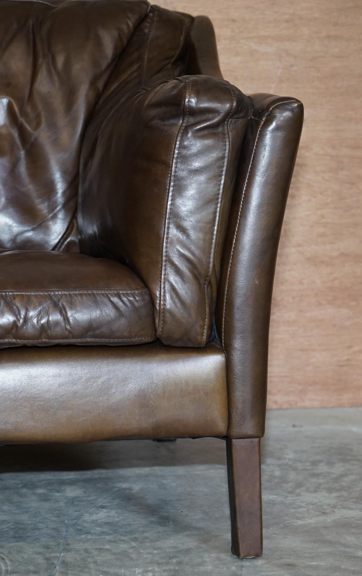 20th Century Super Comfortable Timothy Oulton Halo Reggio Brown Leather Armchair Love Seat