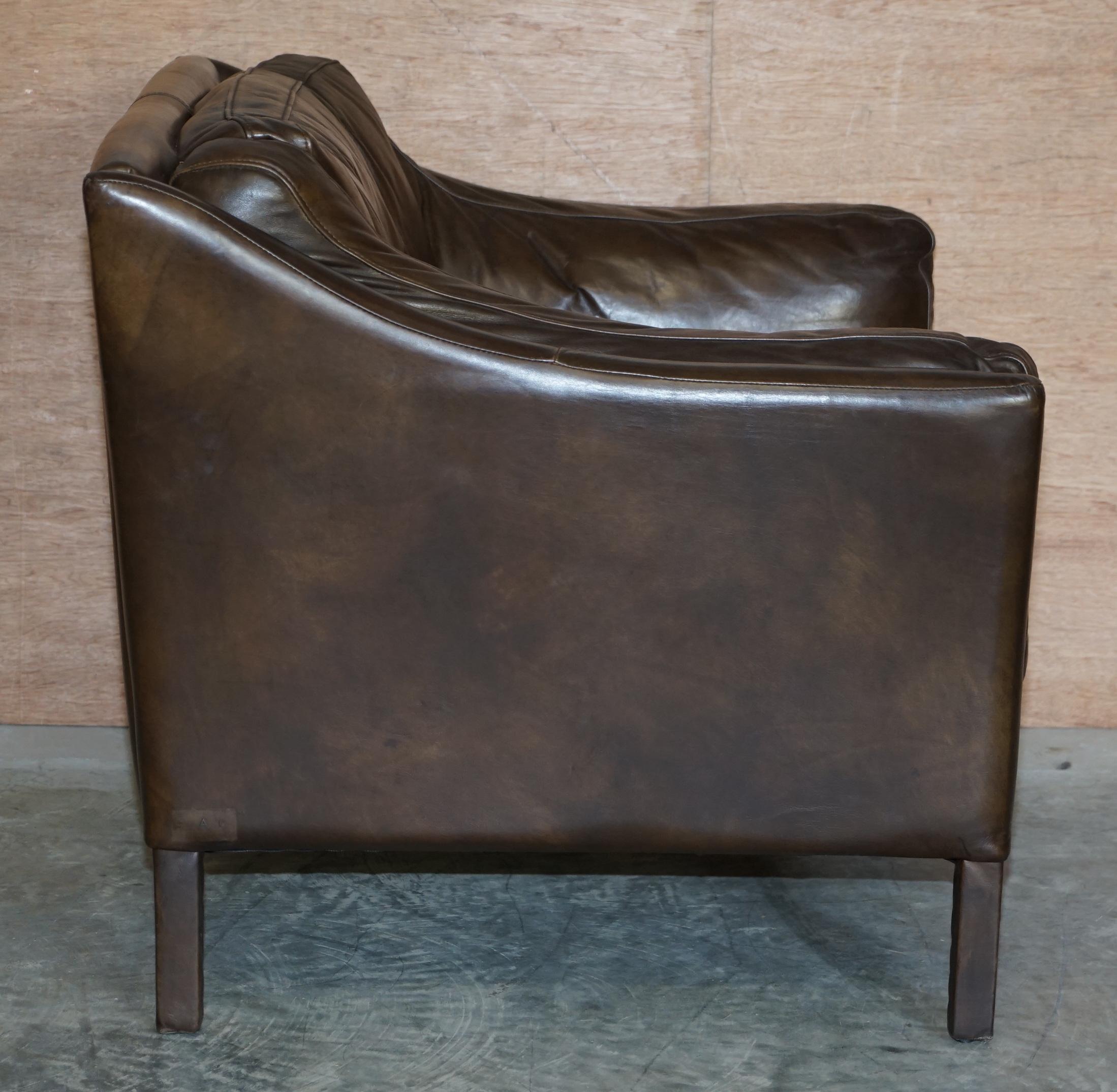 Super Comfortable Timothy Oulton Halo Reggio Brown Leather Armchair Love Seat 3
