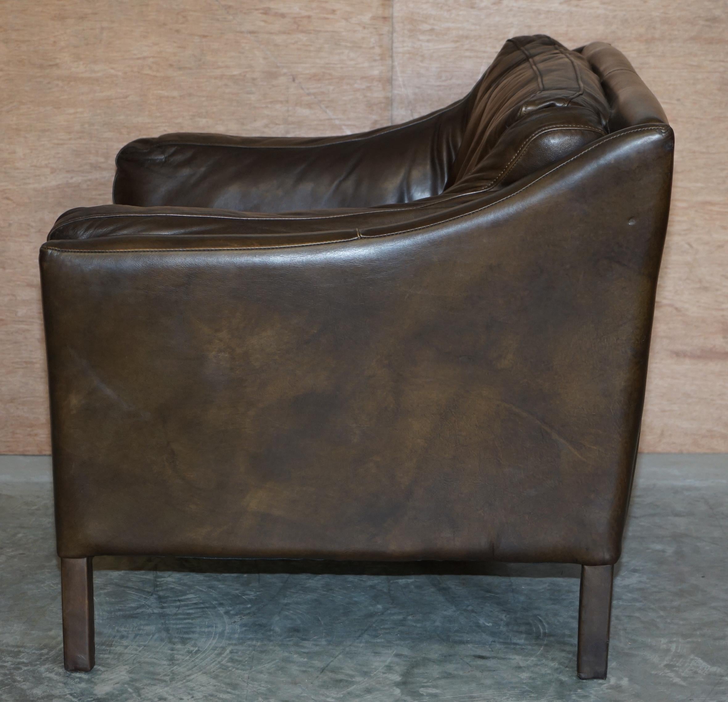 Super Comfortable Timothy Oulton Halo Reggio Brown Leather Armchair Love Seat 5