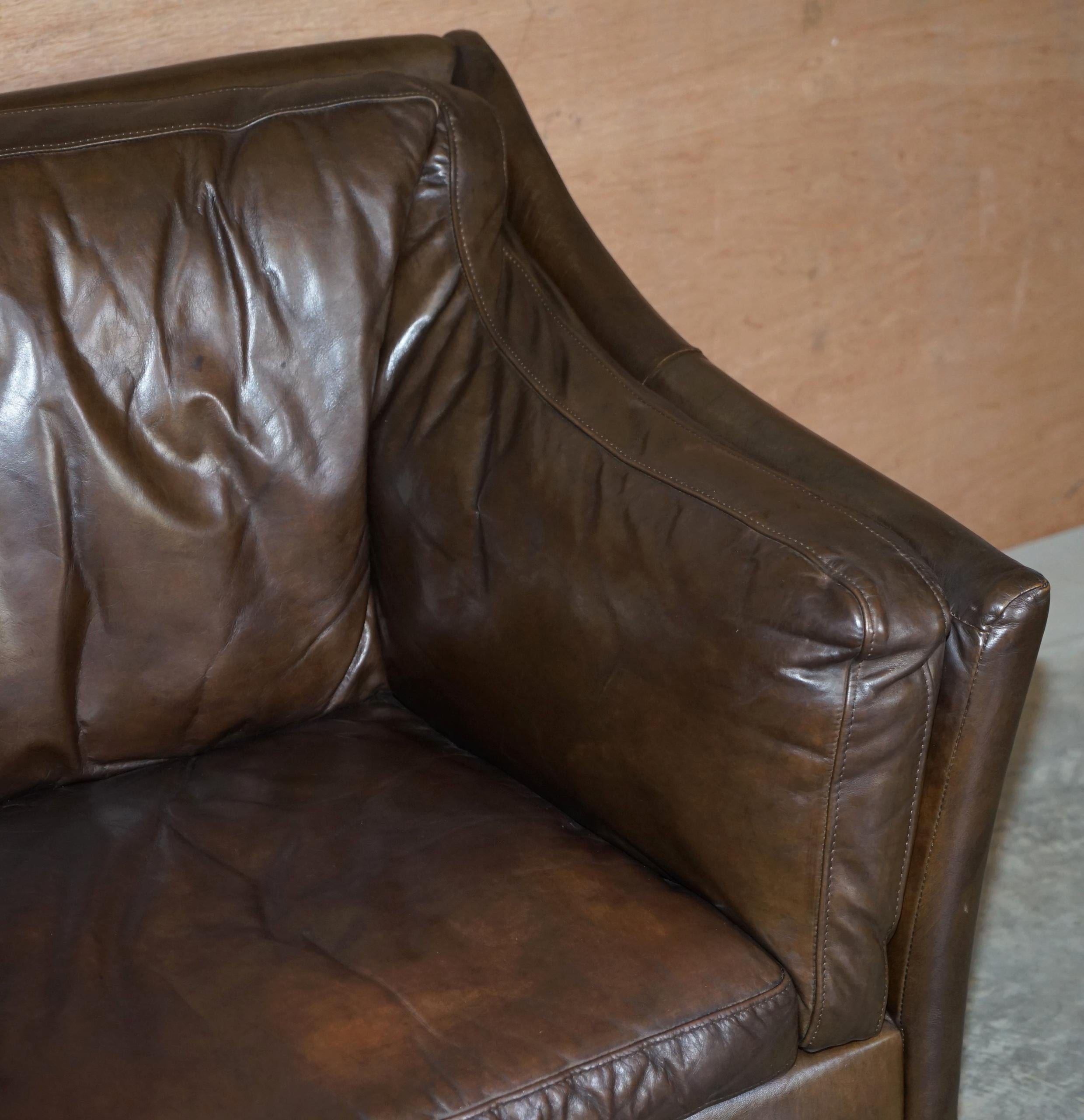 Hand-Crafted Super Comfortable Timothy Oulton Halo Reggio Brown Leather Armchair Love Seat