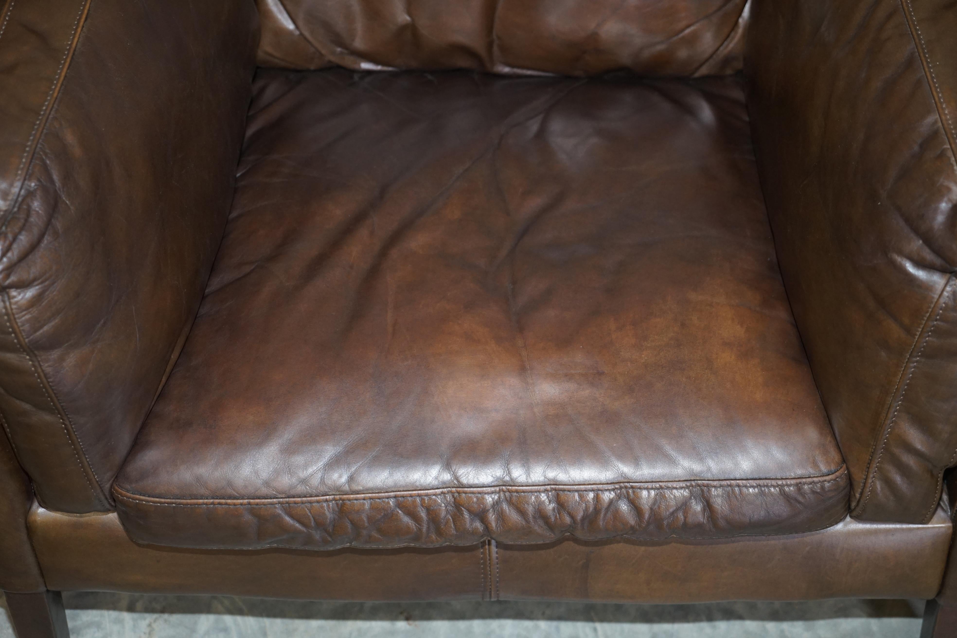 20th Century Super Comfortable Timothy Oulton Halo Reggio Brown Leather Armchair Love Seat