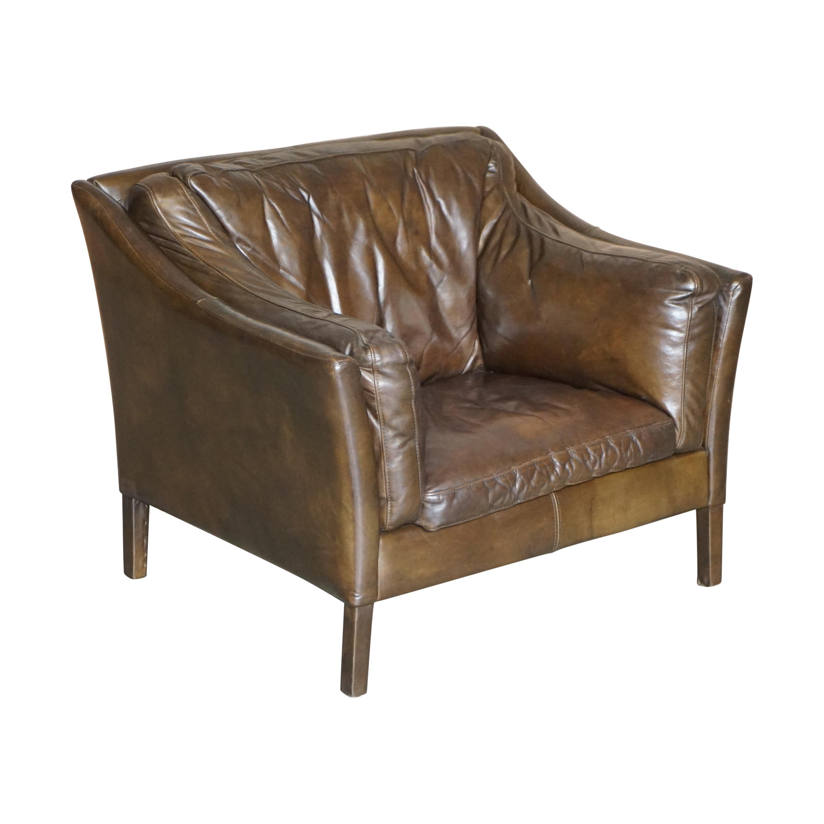 Super Comfortable Timothy Oulton Halo Reggio Brown Leather Armchair Love Seat