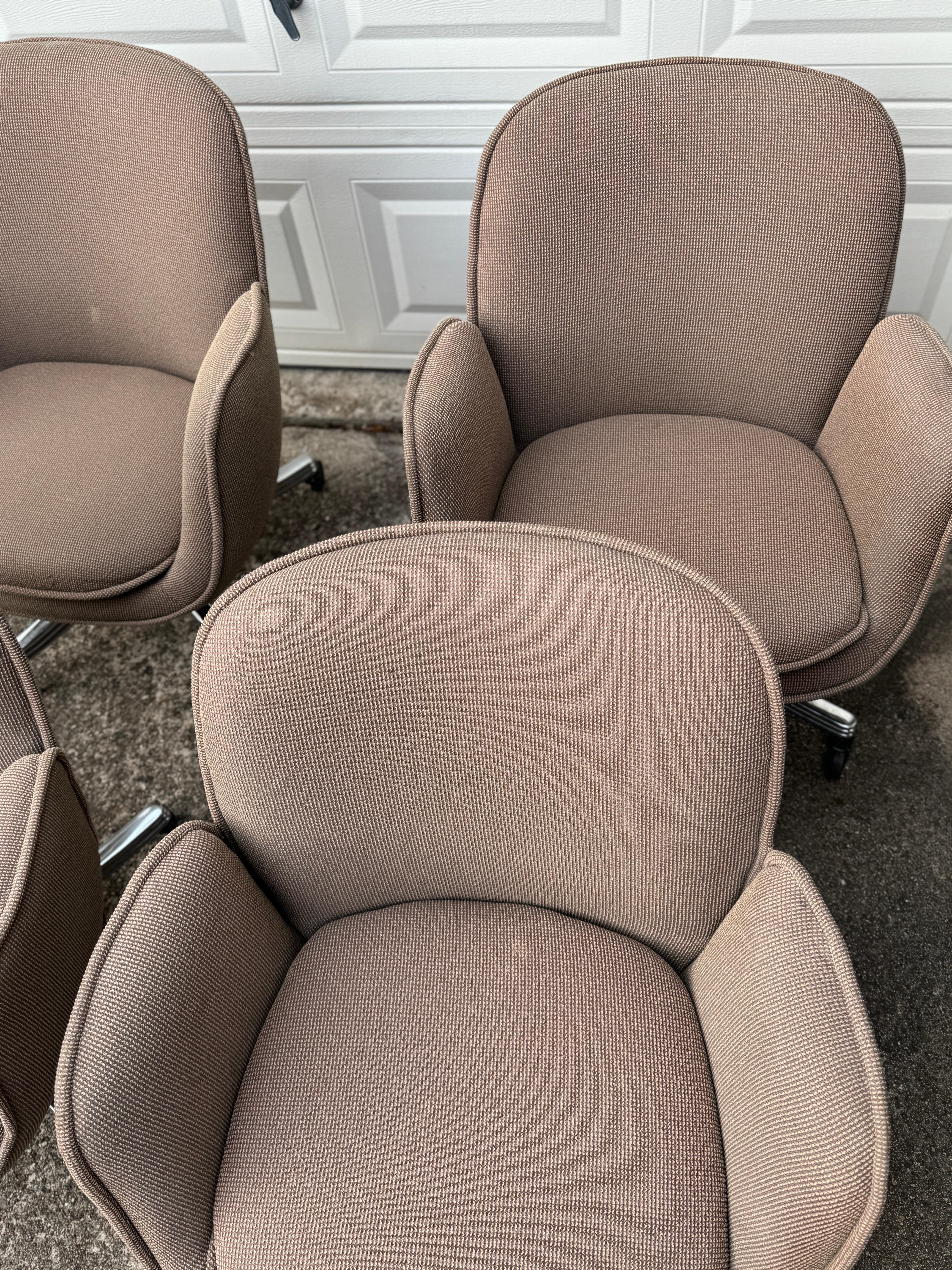 Super comfy set of 4 bucket office chairs by Faultess Doerner, circa 1970s For Sale 8