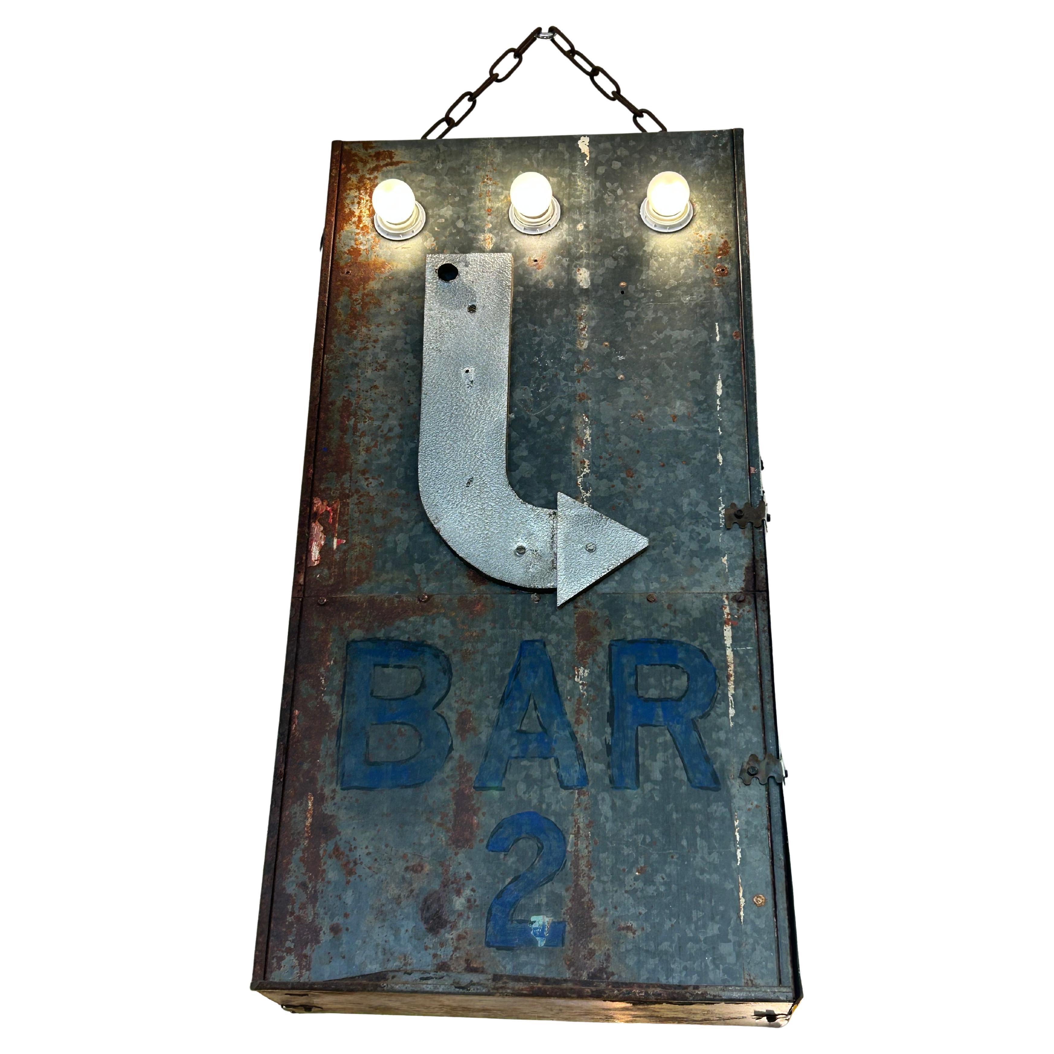 Super Cool Galvanized Steel Fragment from Retro Neon Sign For Sale