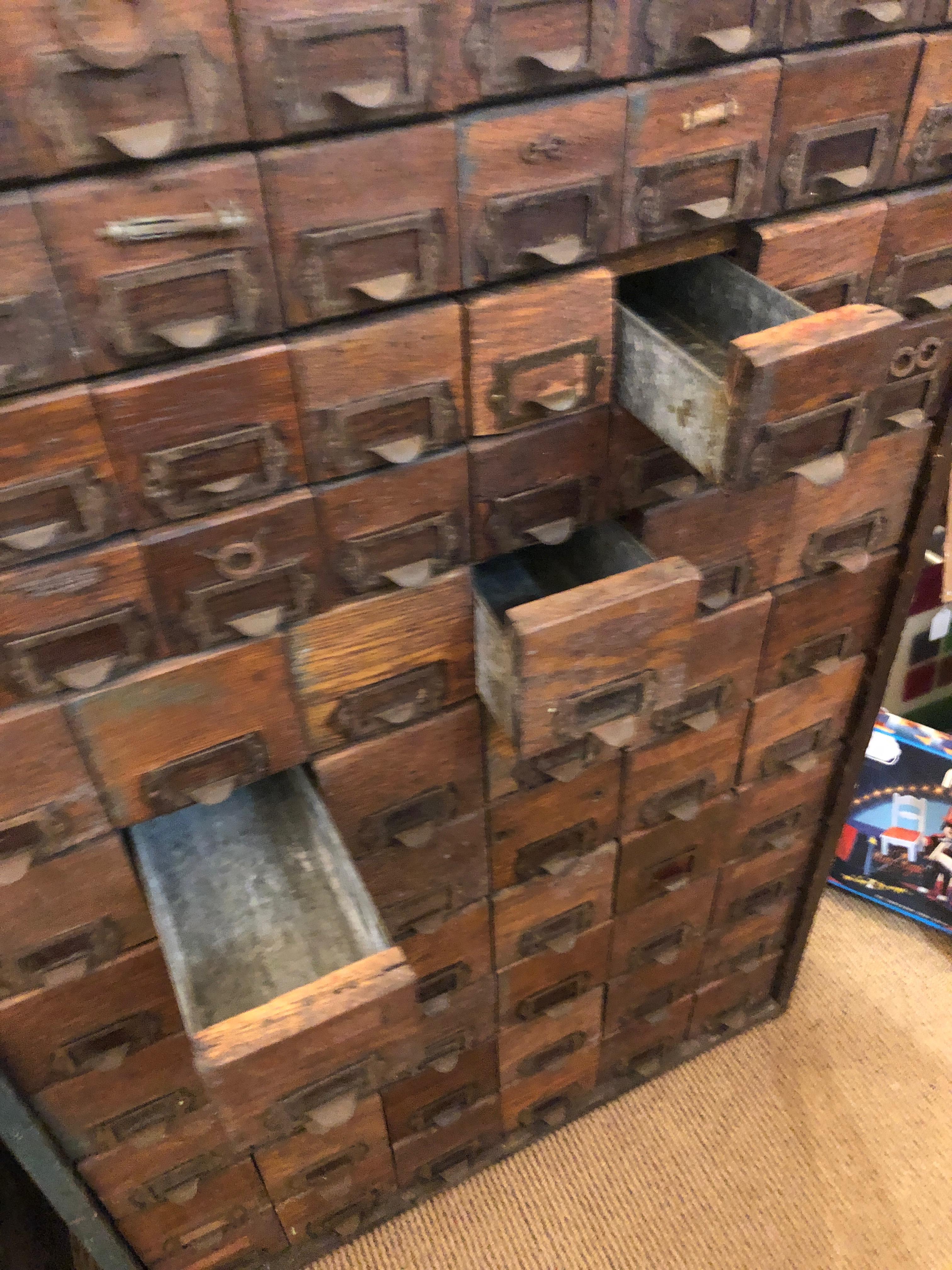 19th Century Super Cool Industrial Multi Drawer Hardware Store Cabinet