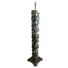 Super Cool Italian Metal and Aqua Art Glass Floor Lamp